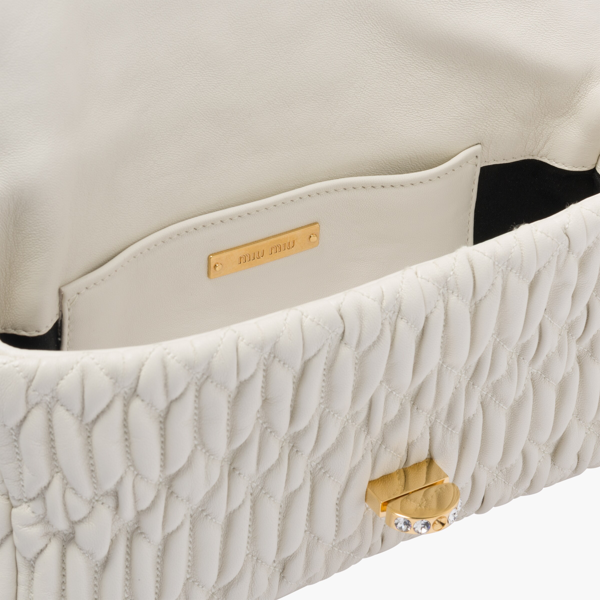Weiss Miu Miu Typische Crystal Tasche Leder Miu Miu