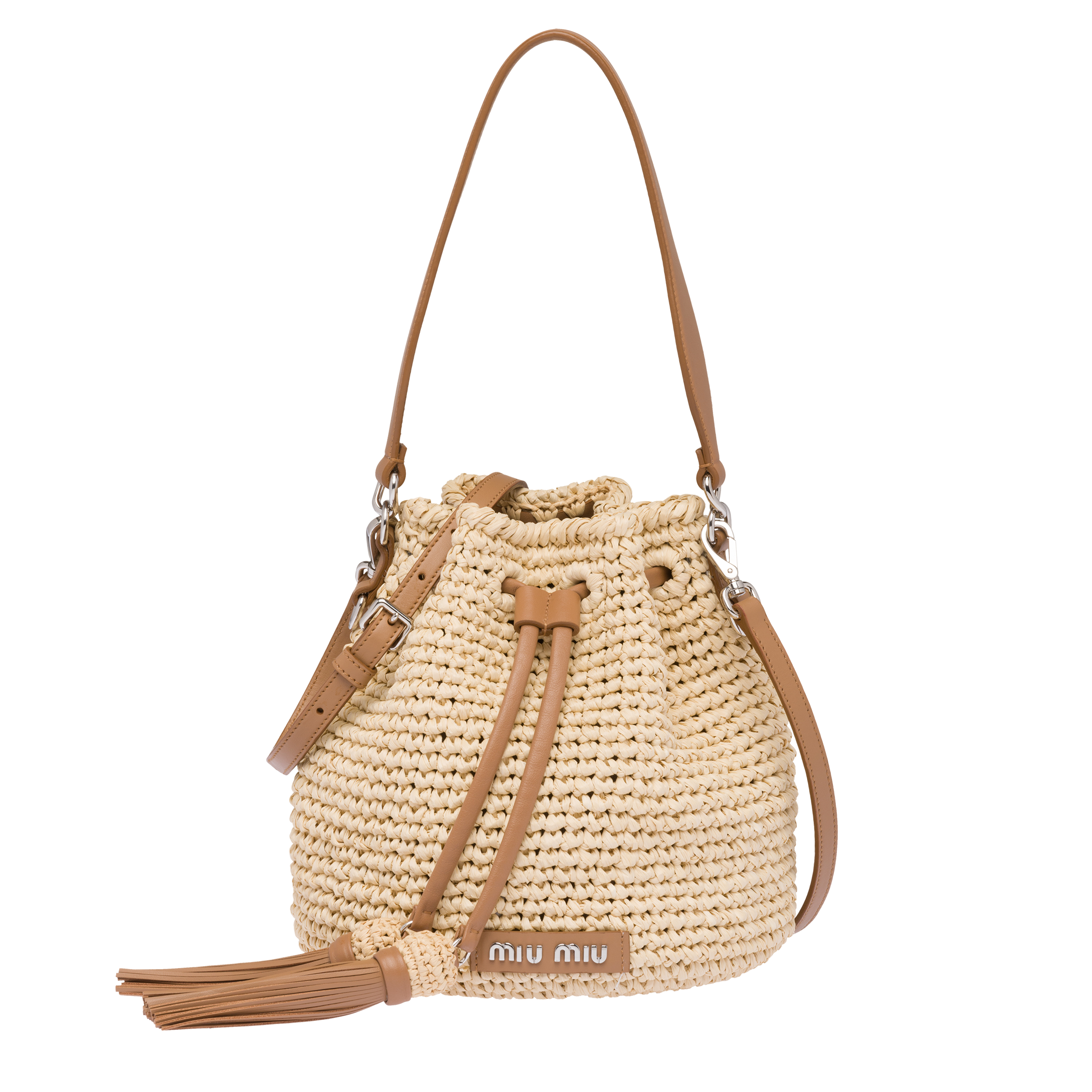 Woven Bucket Bag With Shoulder Strap Miu Miu 5be036 2cak F0kfz V Ooo