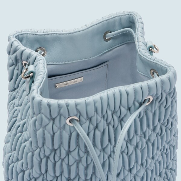 ミュウクリスタルナッパレザー バケットバッグ スカイブルー Miu Miu