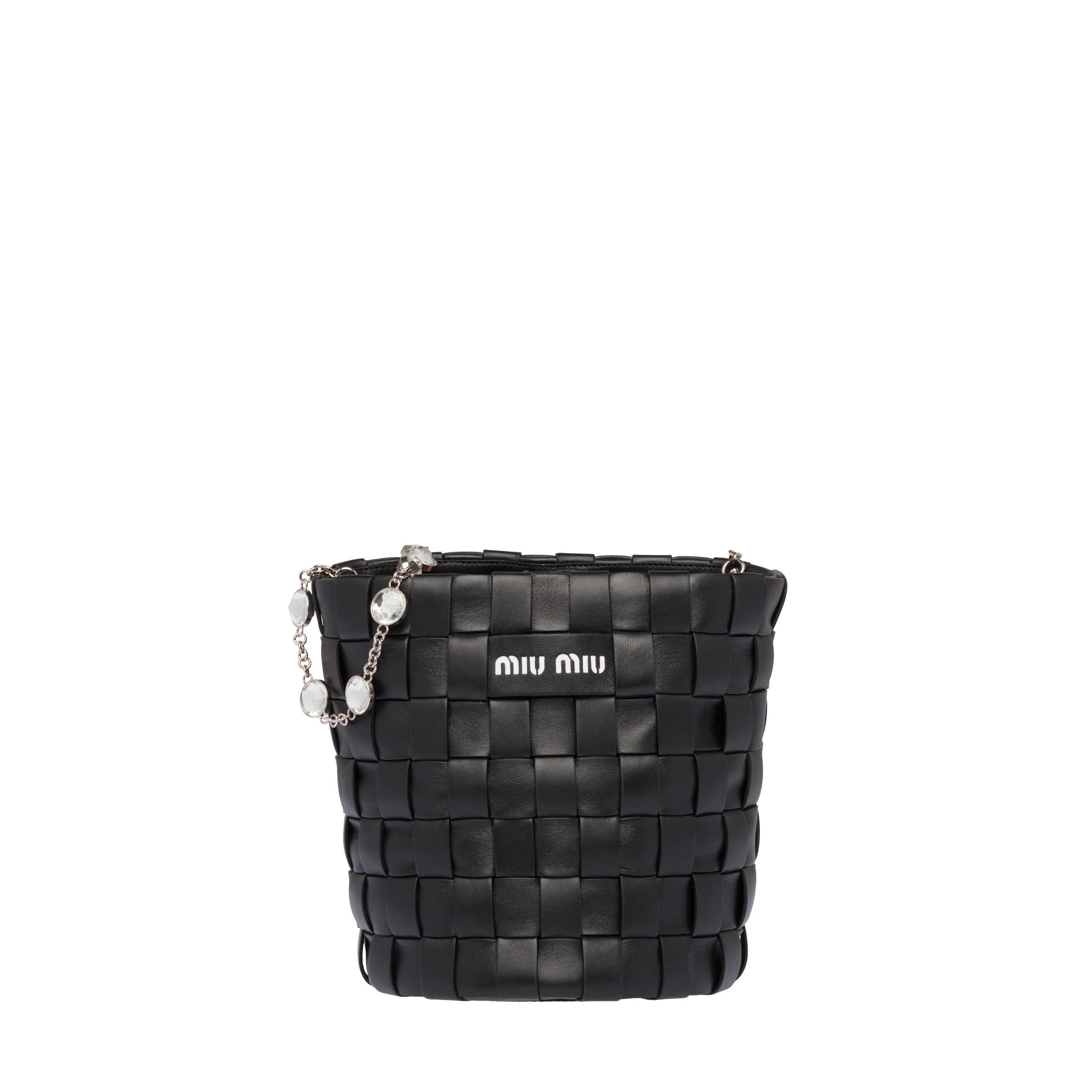 Nappa Leather Bucket Bag With Crystals Miu Miu 5be054 2dg7 F0002 V Fio
