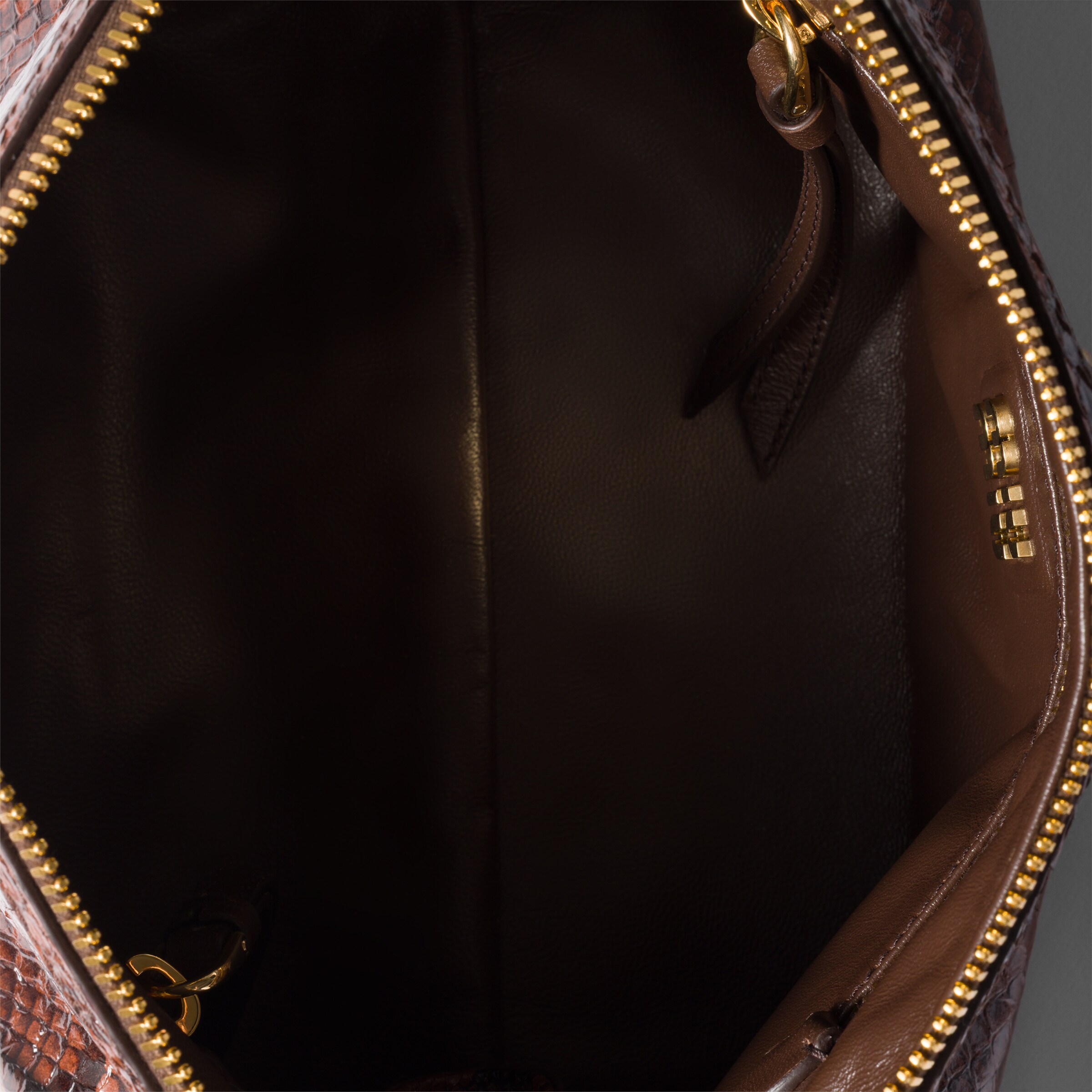 Miu Miu Caprice Python-print Ayers Leather Clutch In Brown