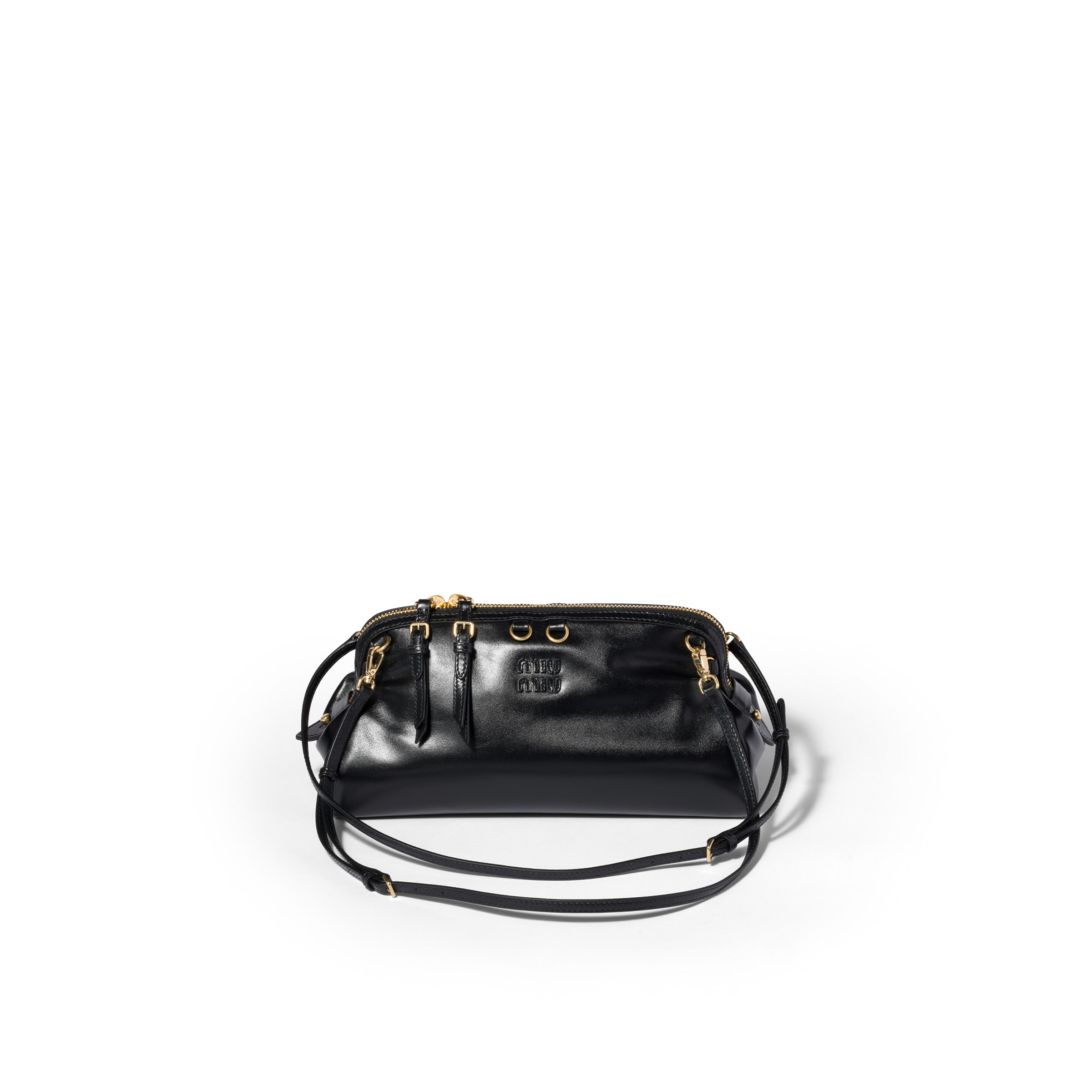 Miu Miu Cartera De Mano Caprice En Piel Brillante, Mujer, Negro