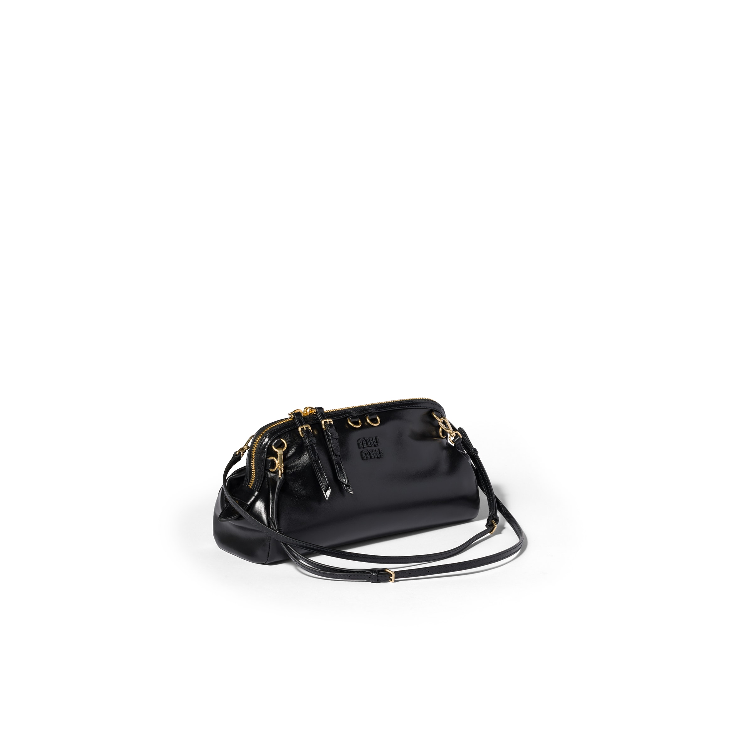 Miu Miu Caprice Shiny Leather Clutch In Purple