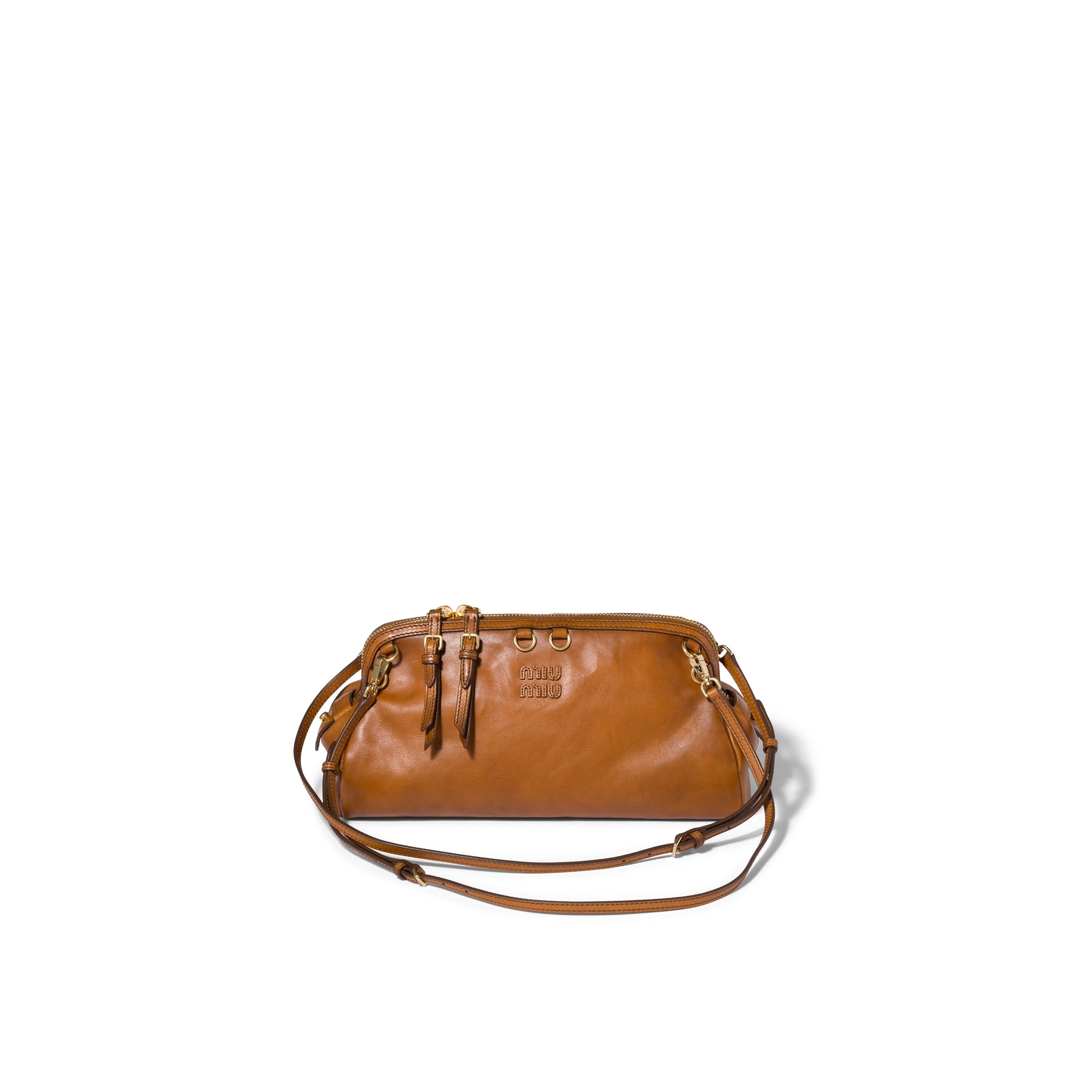 Miu Miu Caprice Leather Clutch In Brown