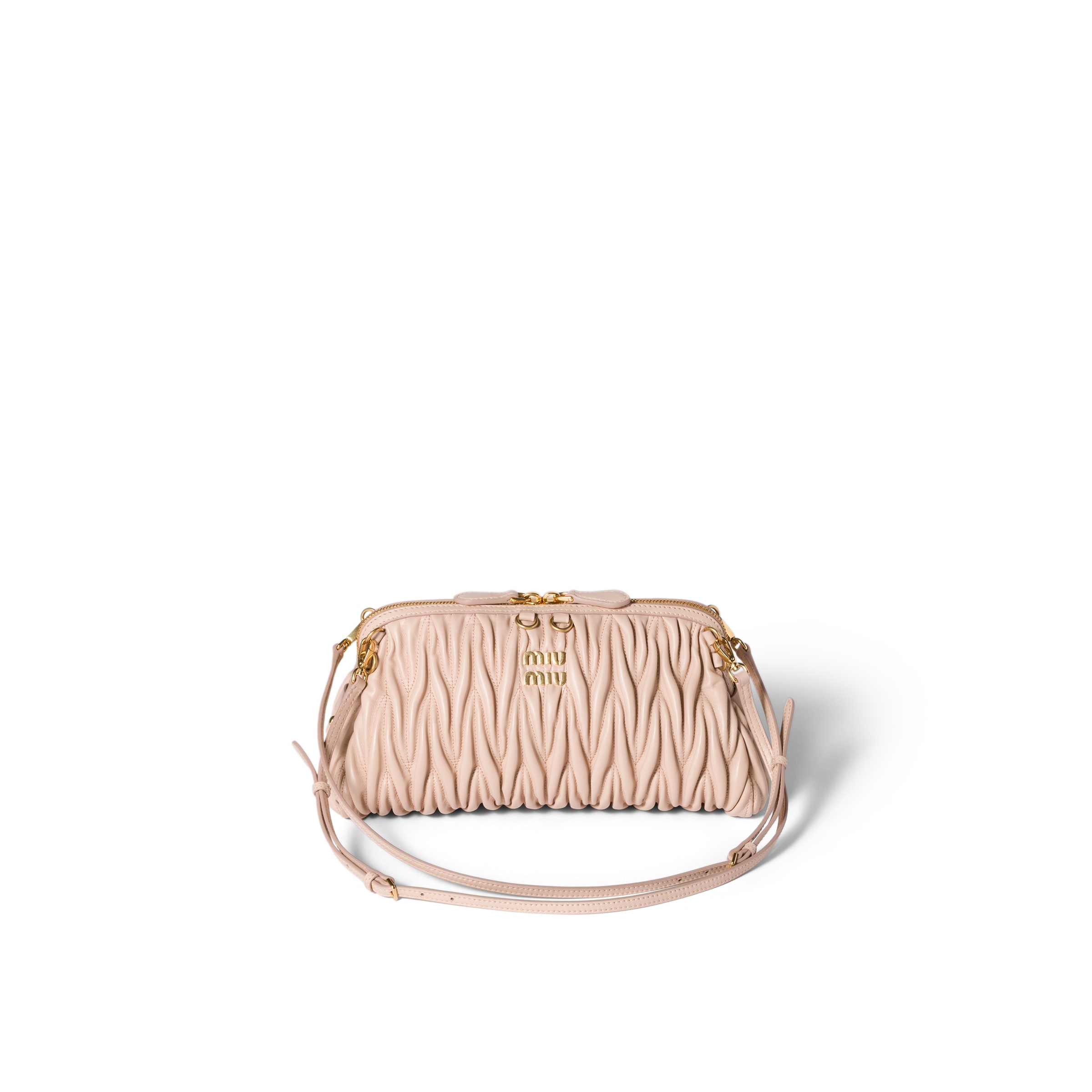 Miu Miu Caprice Matelassé Nappa Leather Clutch, Woman, Powder Pink