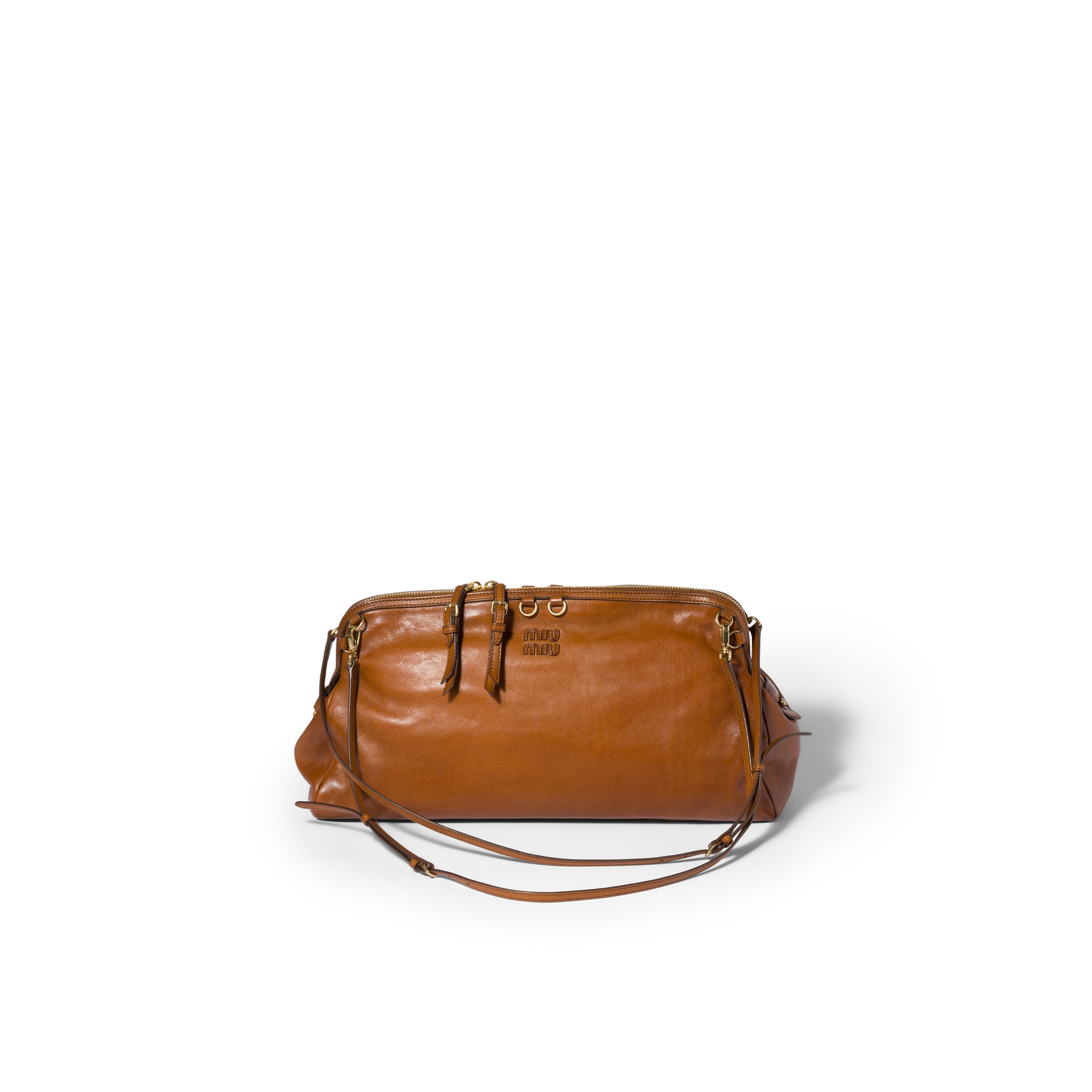 Miu Miu Cartera De Mano Caprice De Piel, Mujer, Coñac