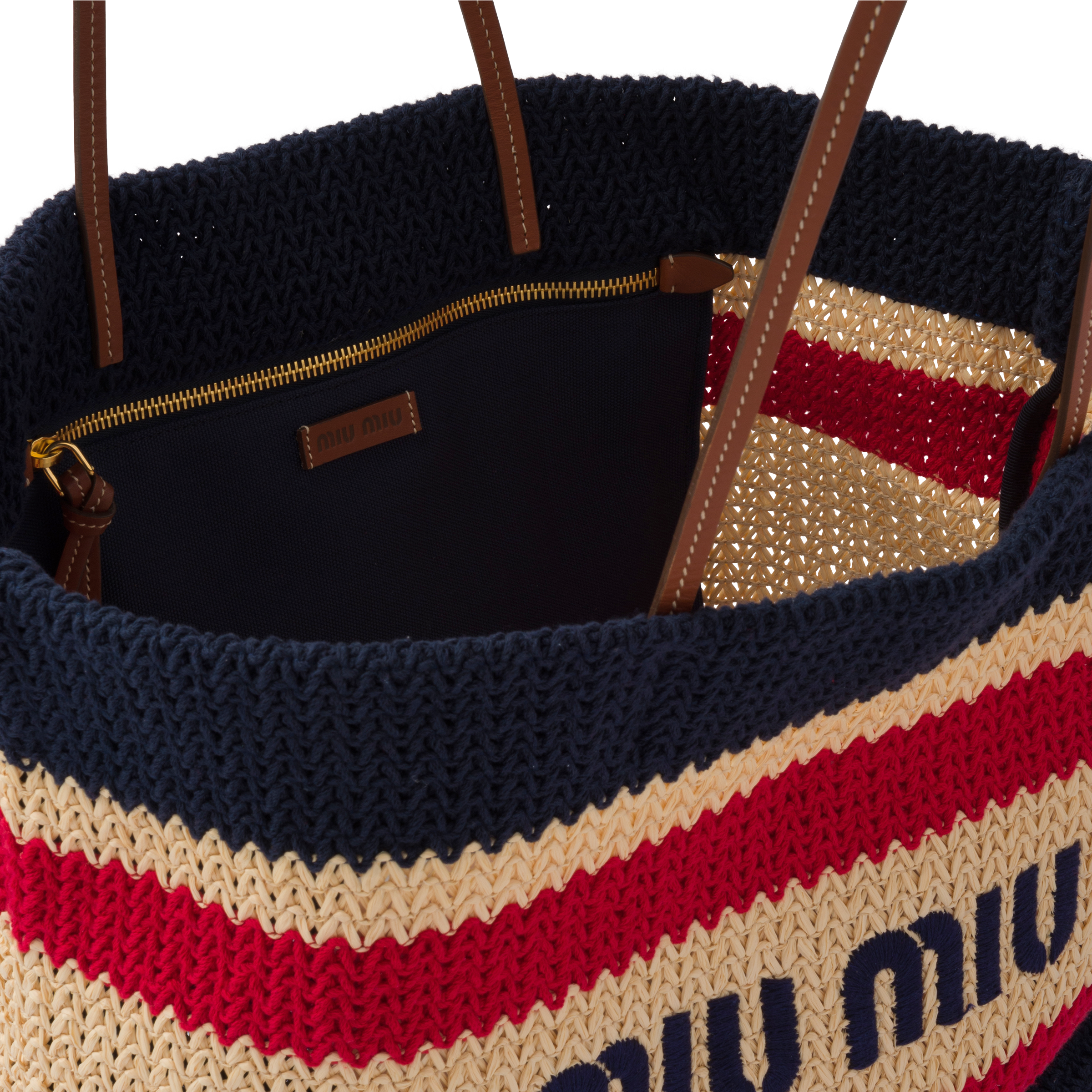 ラフィアxコットン トートバッグ ナチュラル | Miu Miu ラフィアxコットン トートバッグ ナチュラル | Miu Miu