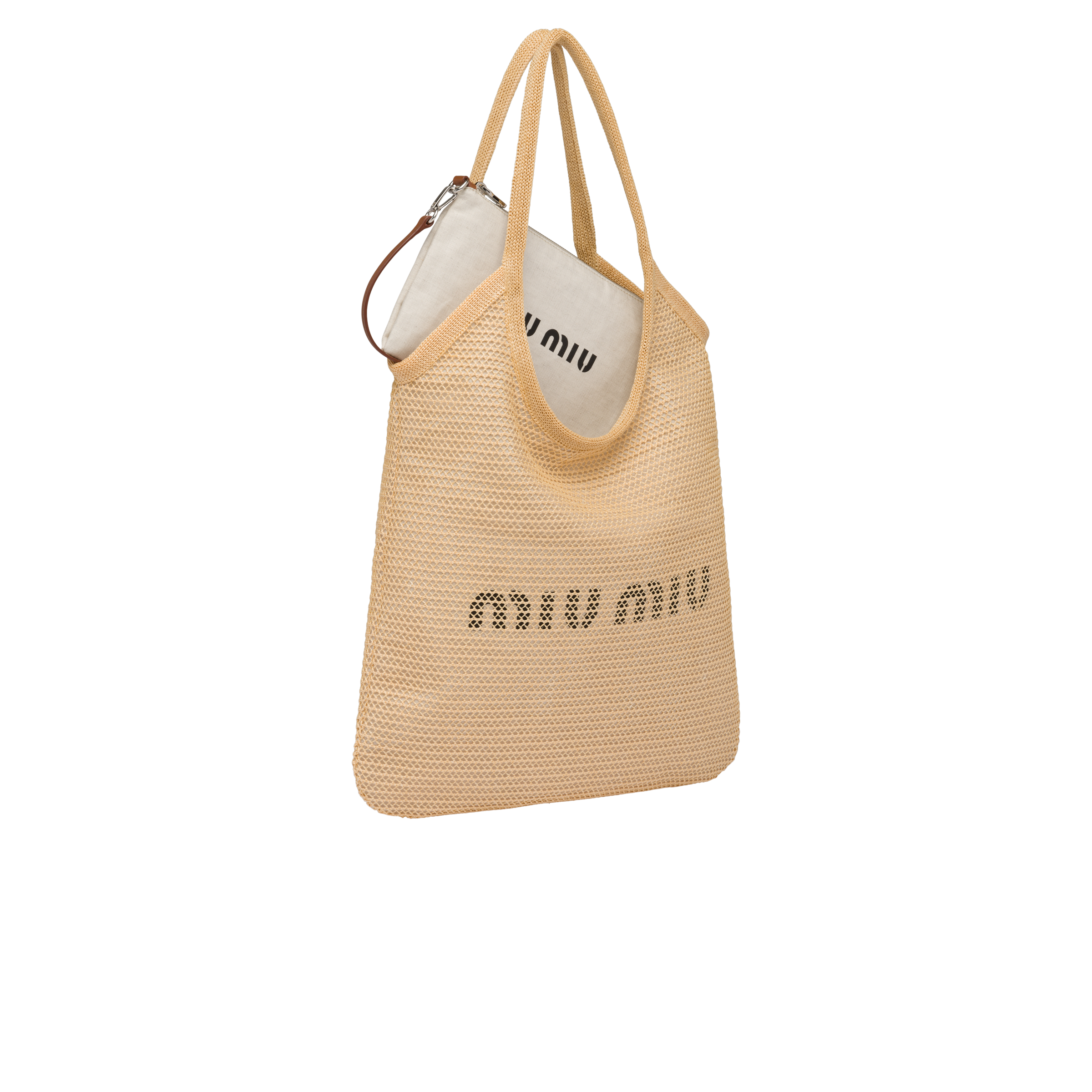 Natural Woven Fabric Tote Bag | Miu Miu