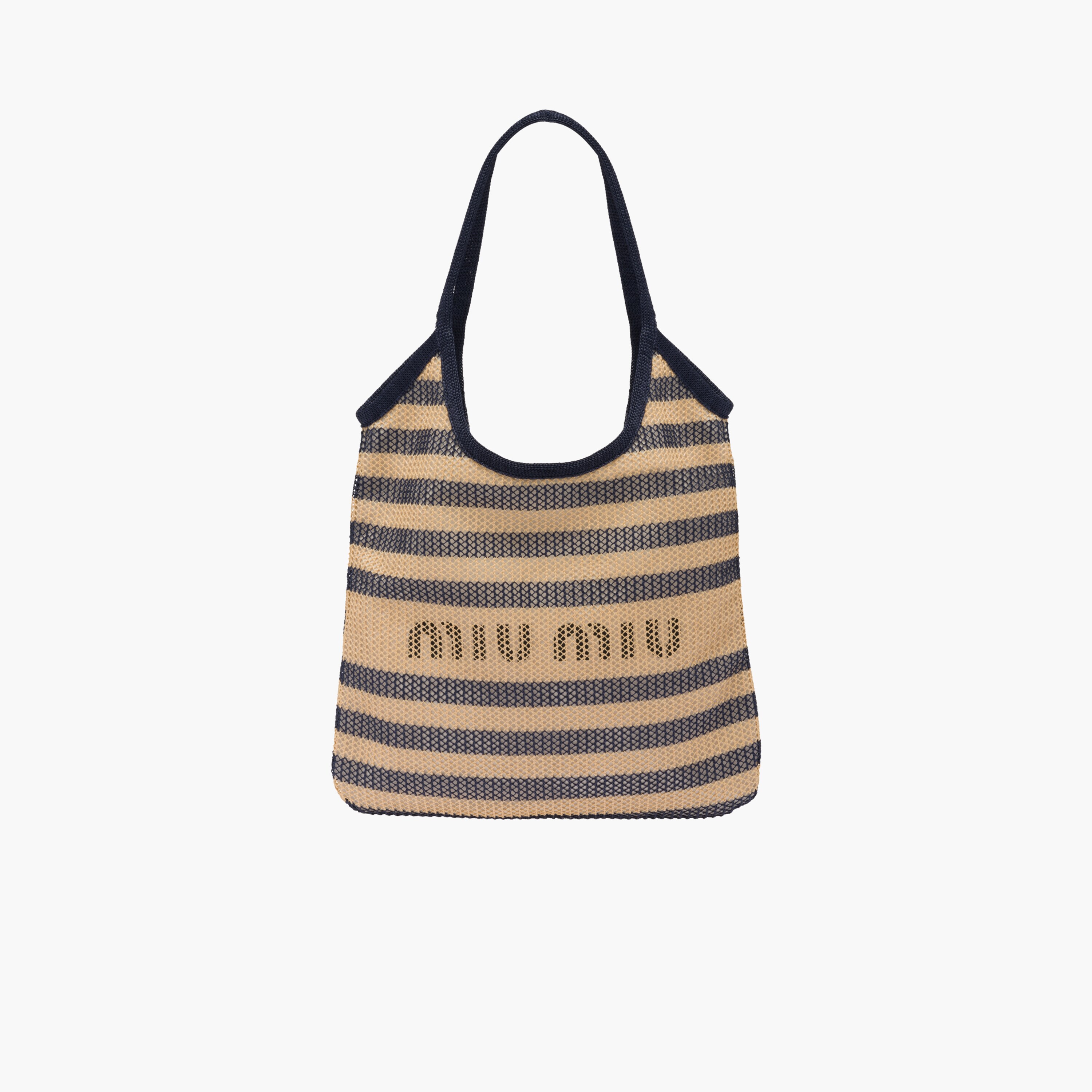 Tote Bag aus Stoff und Leinen Blau/beige Miu Miu