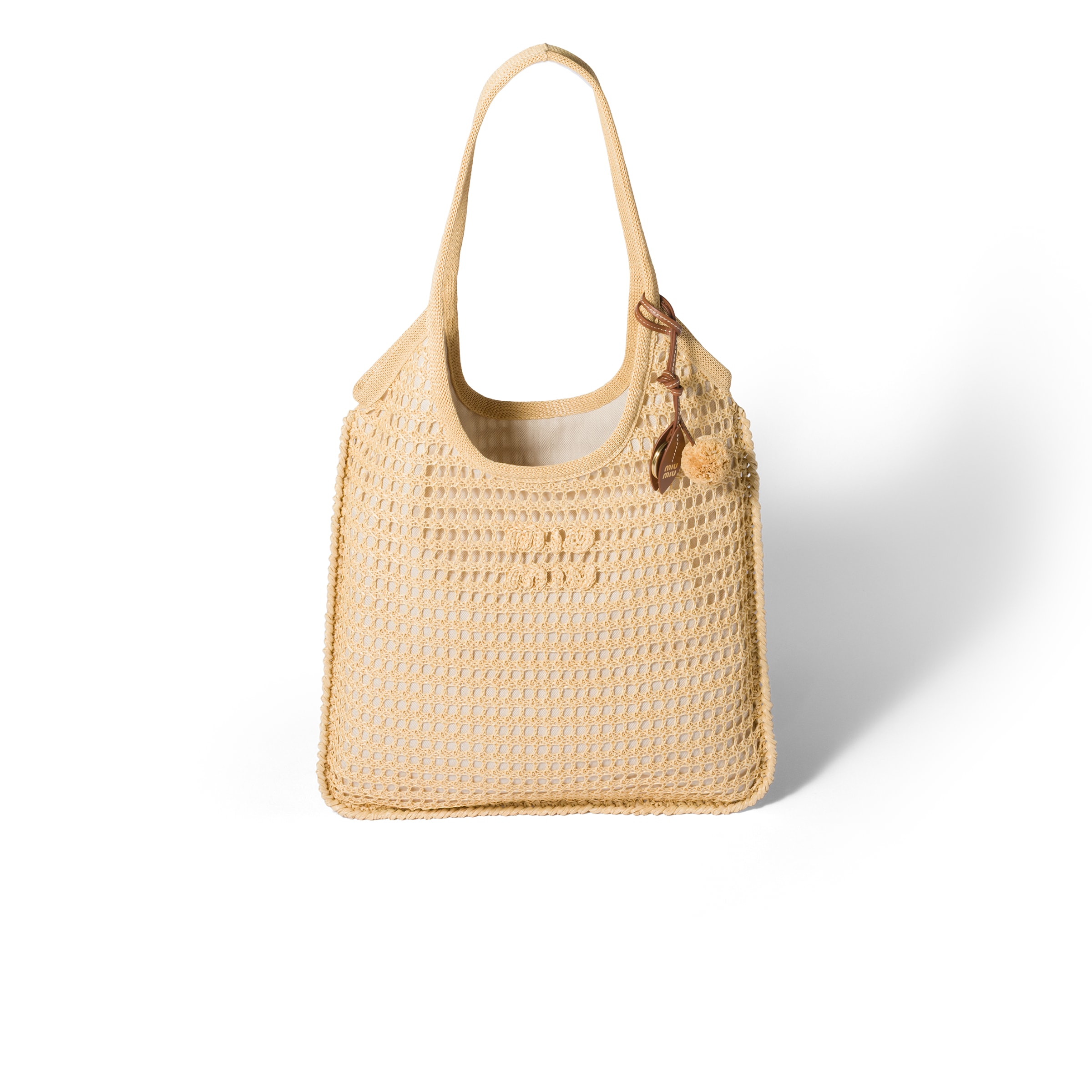 Miu Miu Bolso Ivy De Croché En Rafia, Mujer, Natural