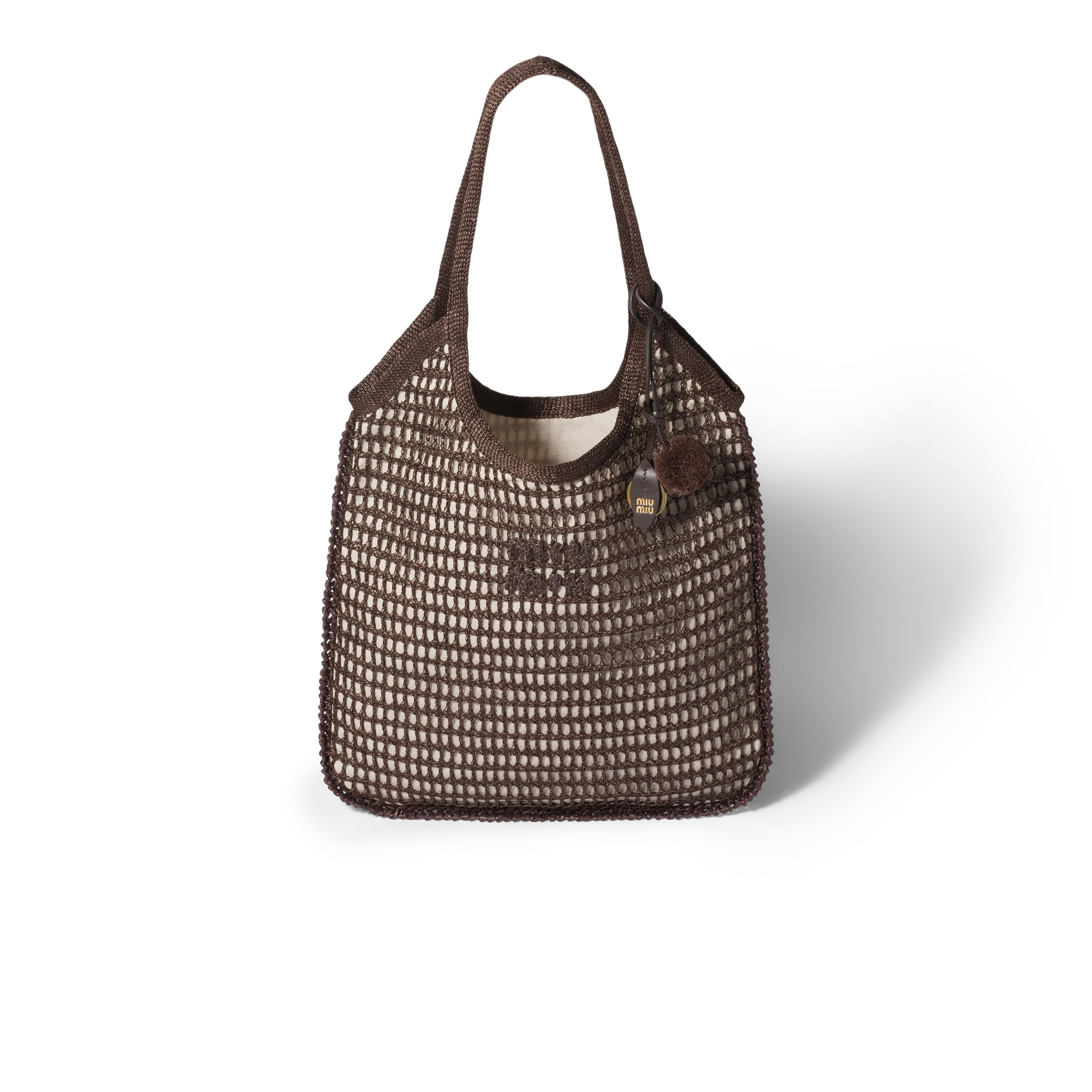 Miu Miu Ivy Raffia Crochet Bag, Woman, Cocoa Brown