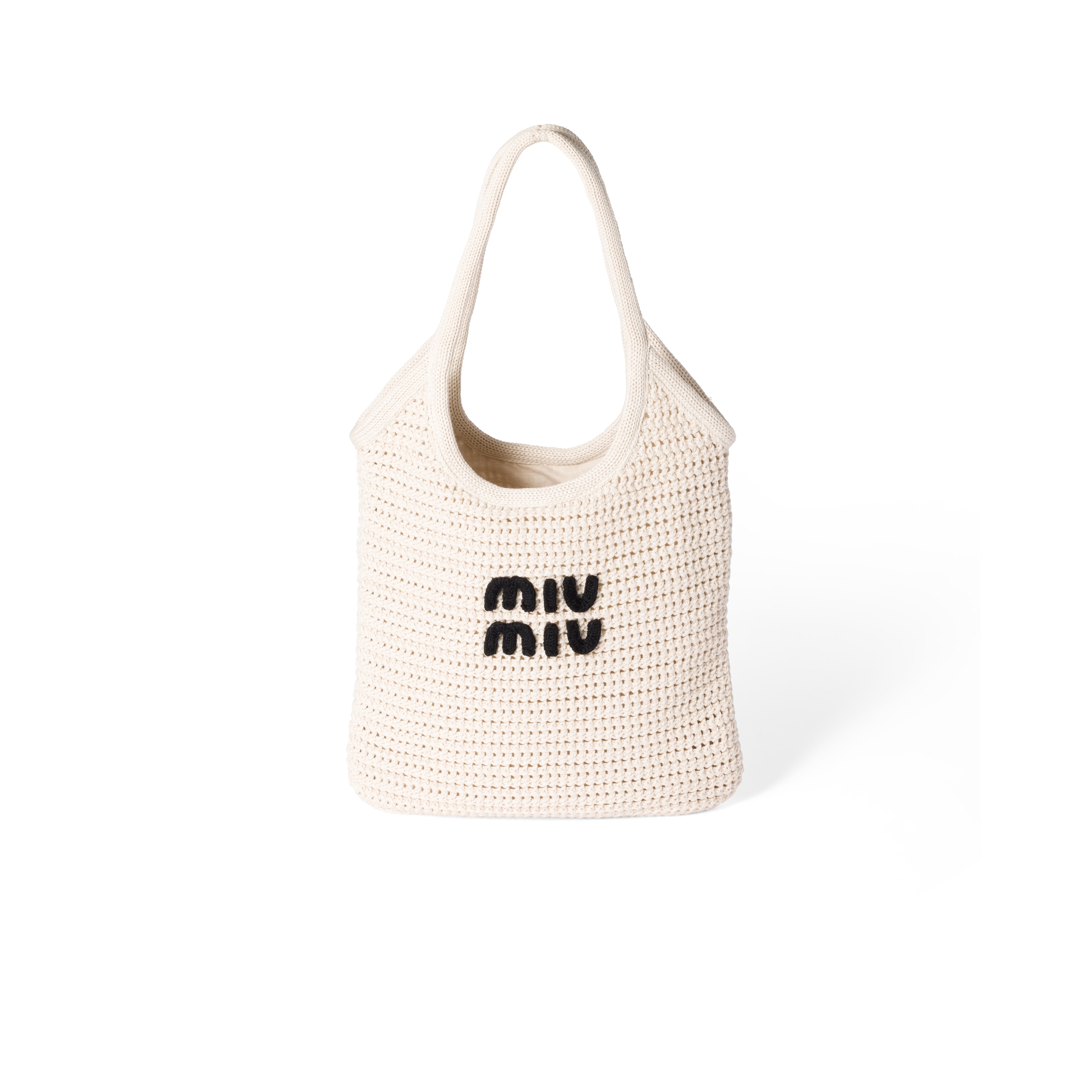 Miu Miu Ivy Raffia-effect Woven Tote Bag, Woman, Chalk White/black