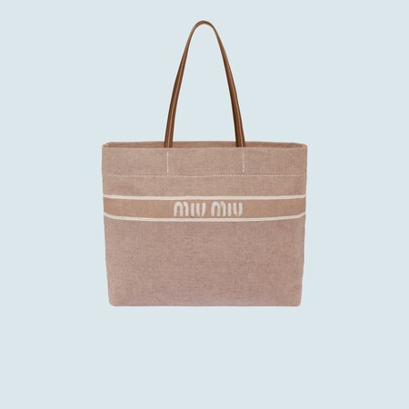 ジャカードロゴデニム スモールハンドバッグ ブラウン | Miu Miu ジャカードロゴデニム スモールハンドバッグ ブラウン | Miu Miu