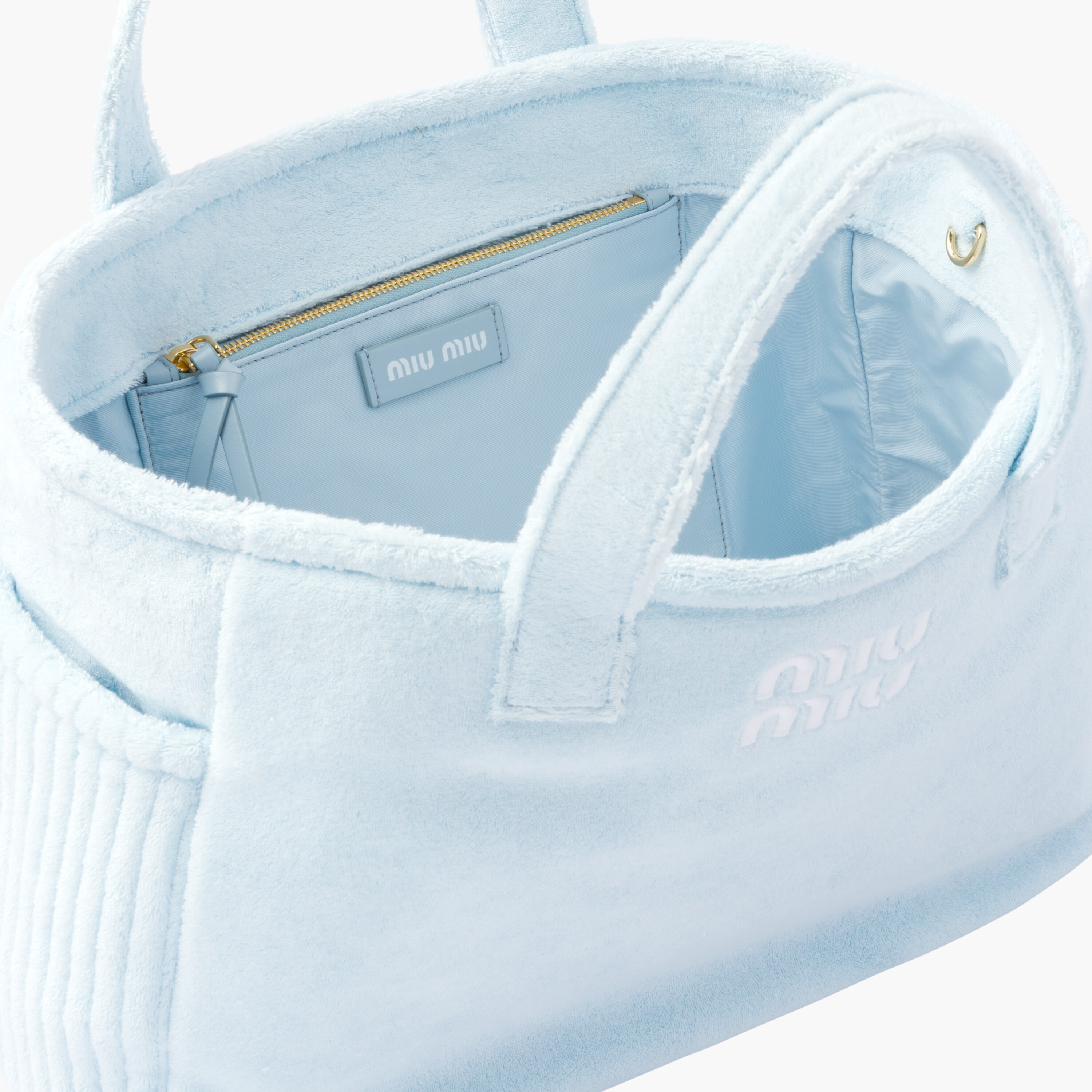 Terry cloth tote bag Navy Miu Miu