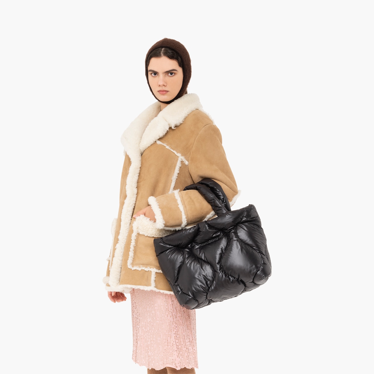 Padded nylon tote bag Black Miu Miu