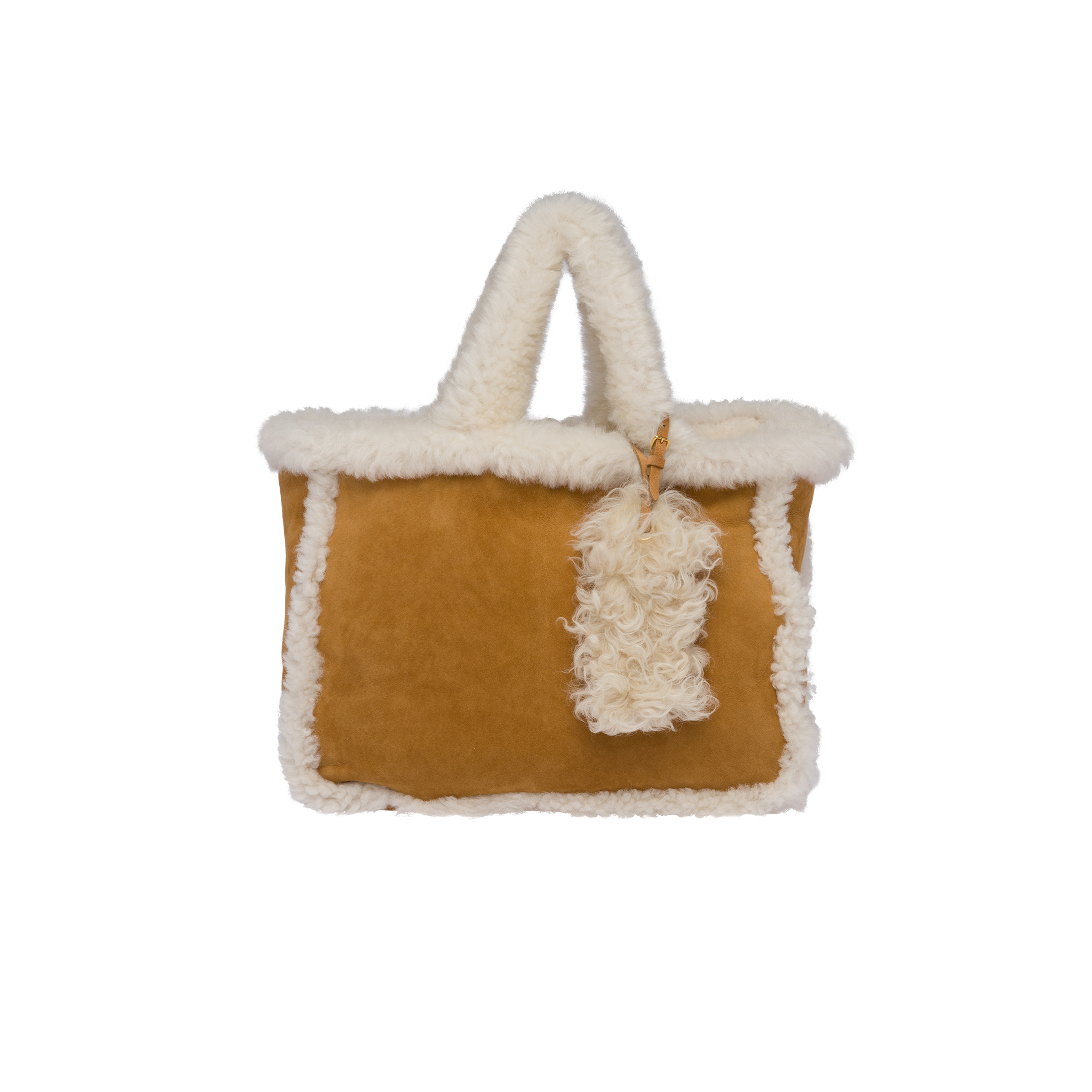 Miu Miu Shearling Tote Bag In Cognac natural ModeSens