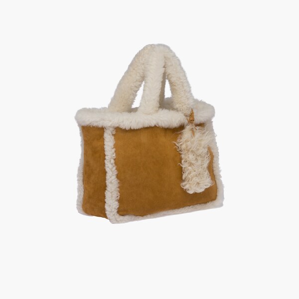 shearling tote bag