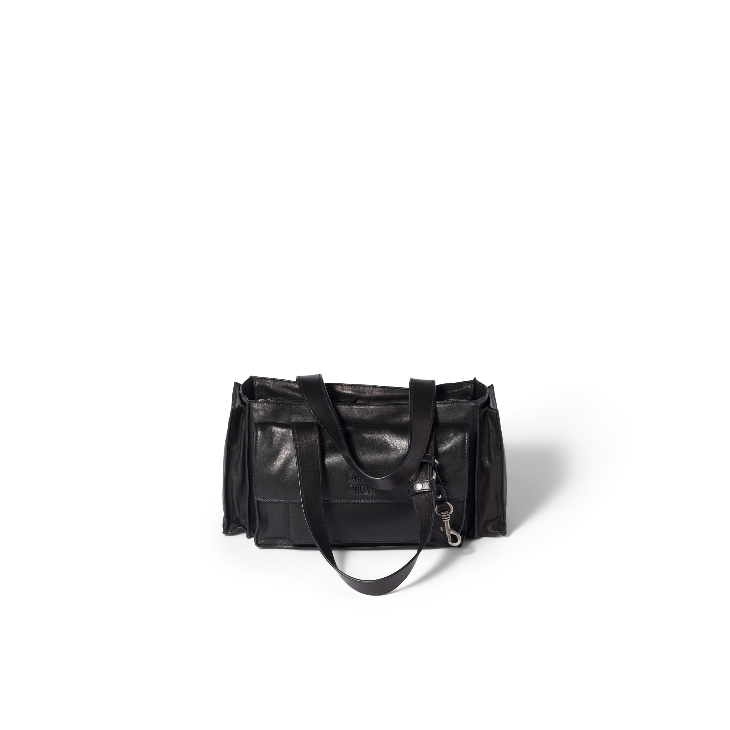 Miu Miu Utilitaire Nappa Leather Shopping Bag, Woman, Black