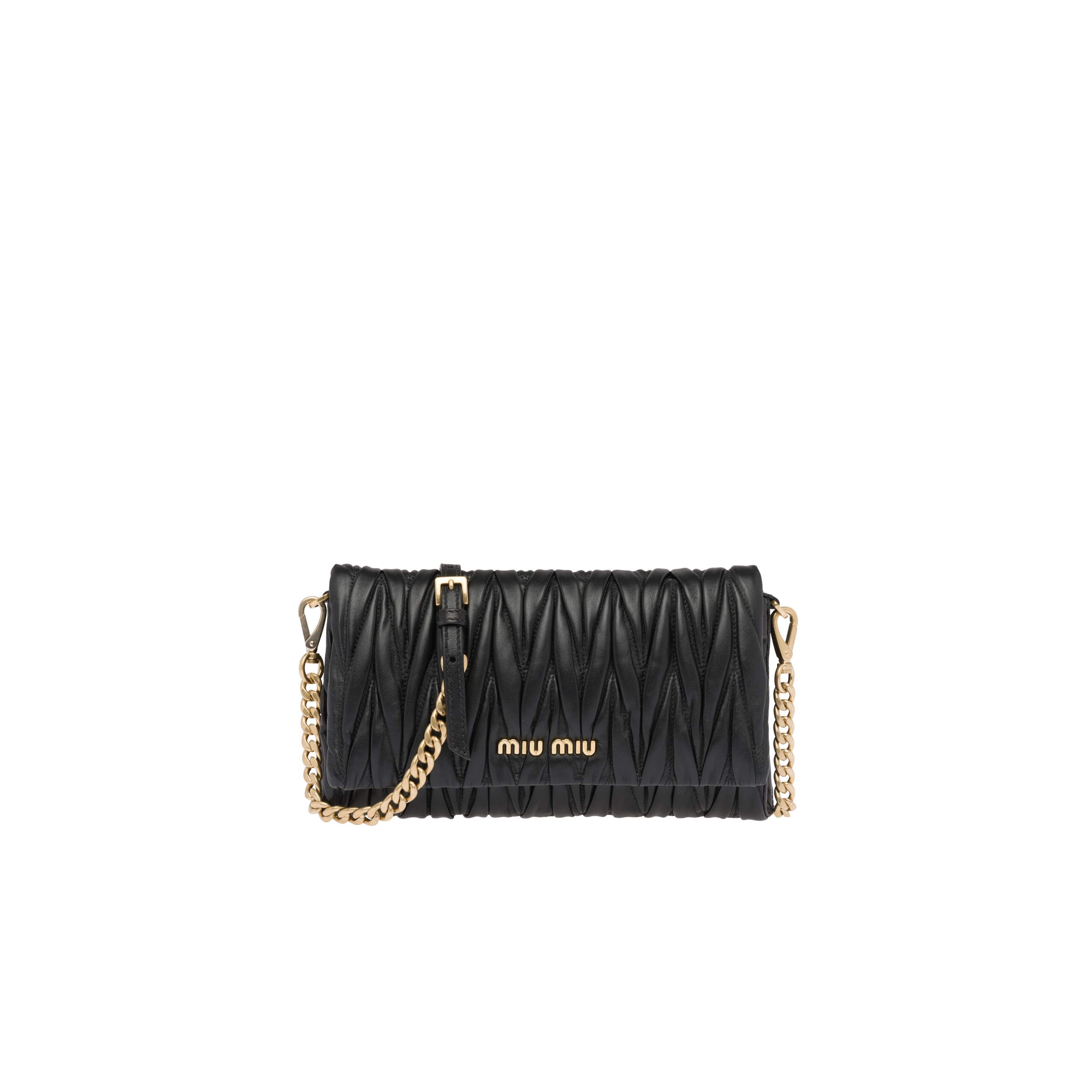 Black Matelassé Nappa Leather Shoulder Bag | Miu Miu