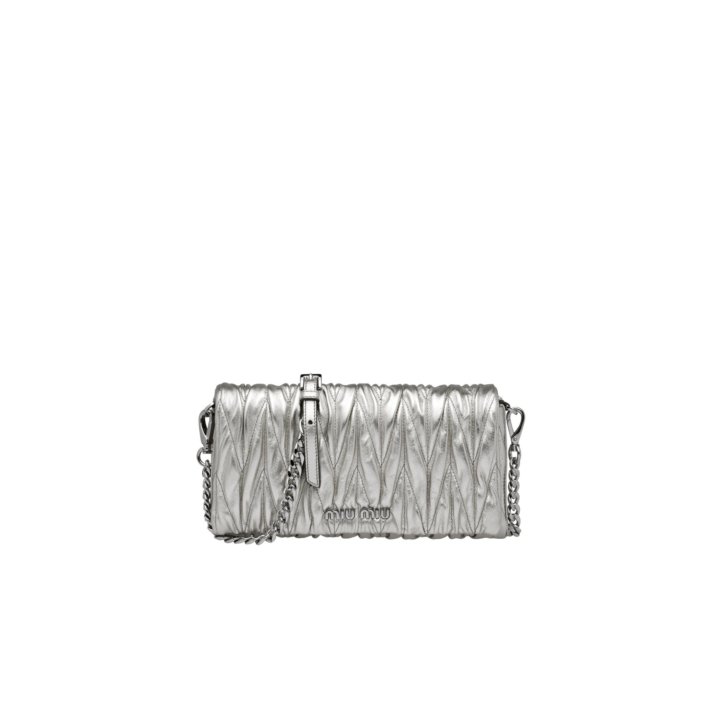 Miu Miu Matelassé Nappa Leather Shoulder Bag In Silver ModeSens