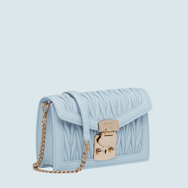 Miu confidential matelassé leather bag 2025