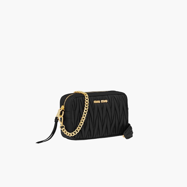 Borsa a tracolla in pelle matelassé Nero | Miu Miu