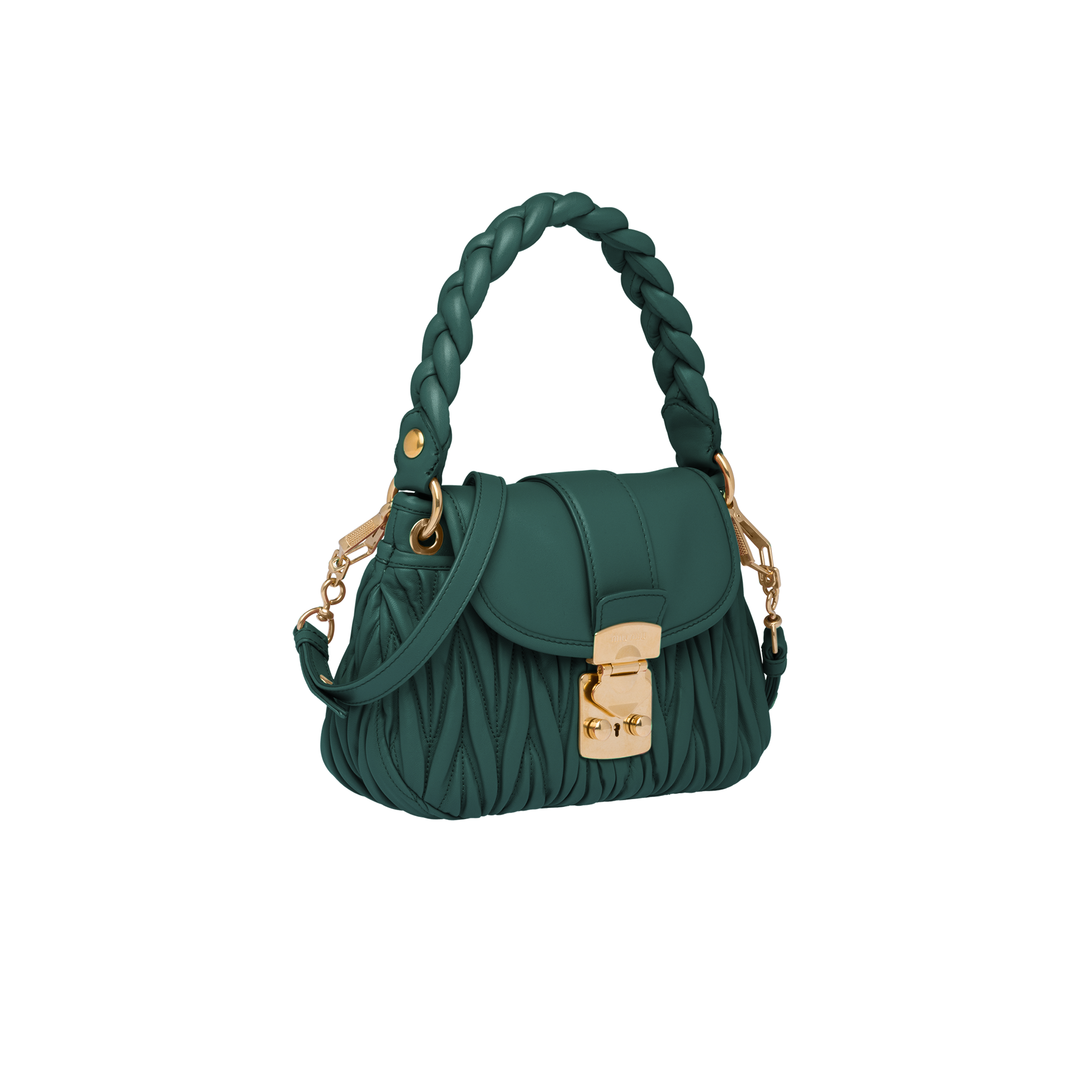 Billiard Green Miu Coffer Matelass Nappa Leather Handbag Miu