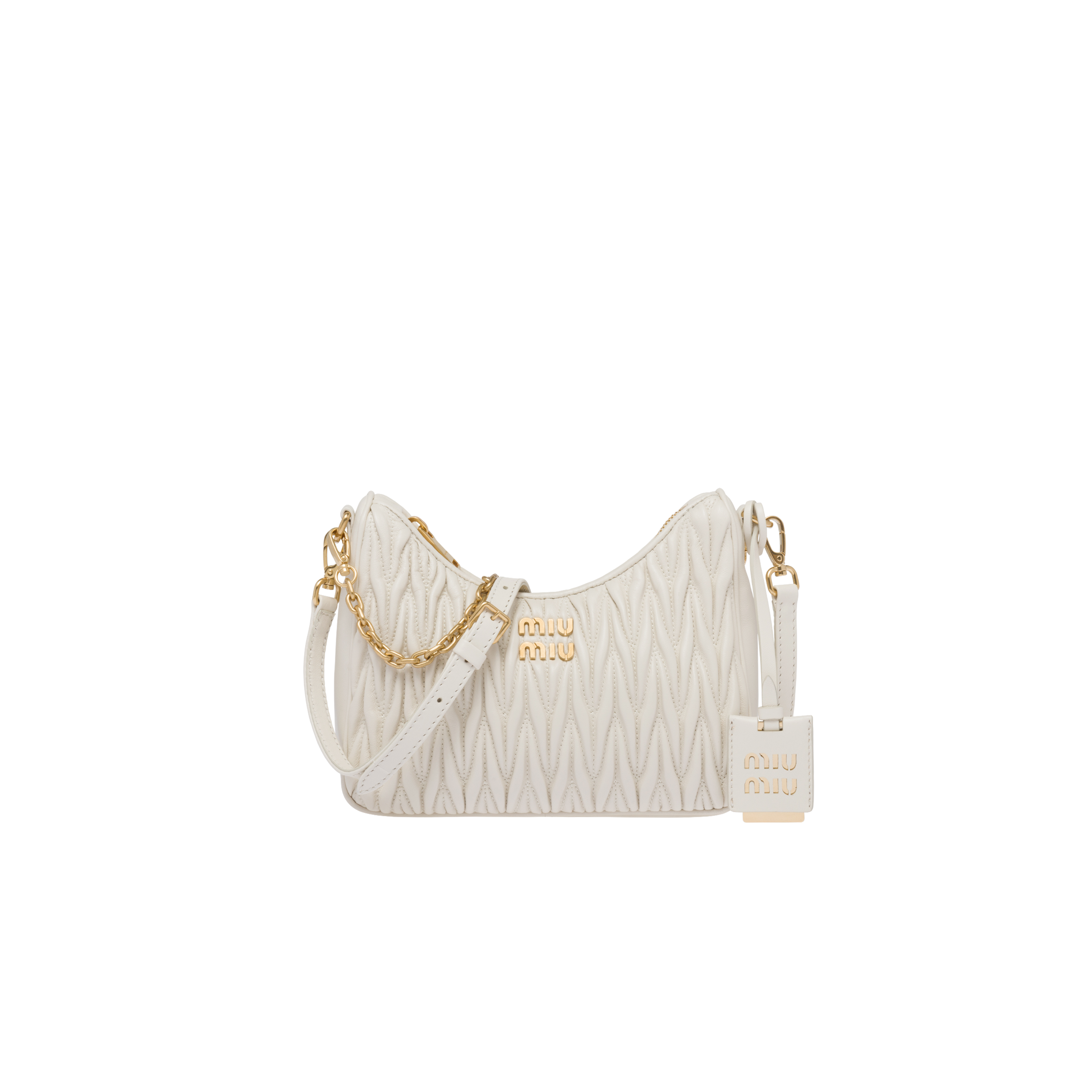 Miu Miu Matelassé Nappa Leather Shoulder Bag In White