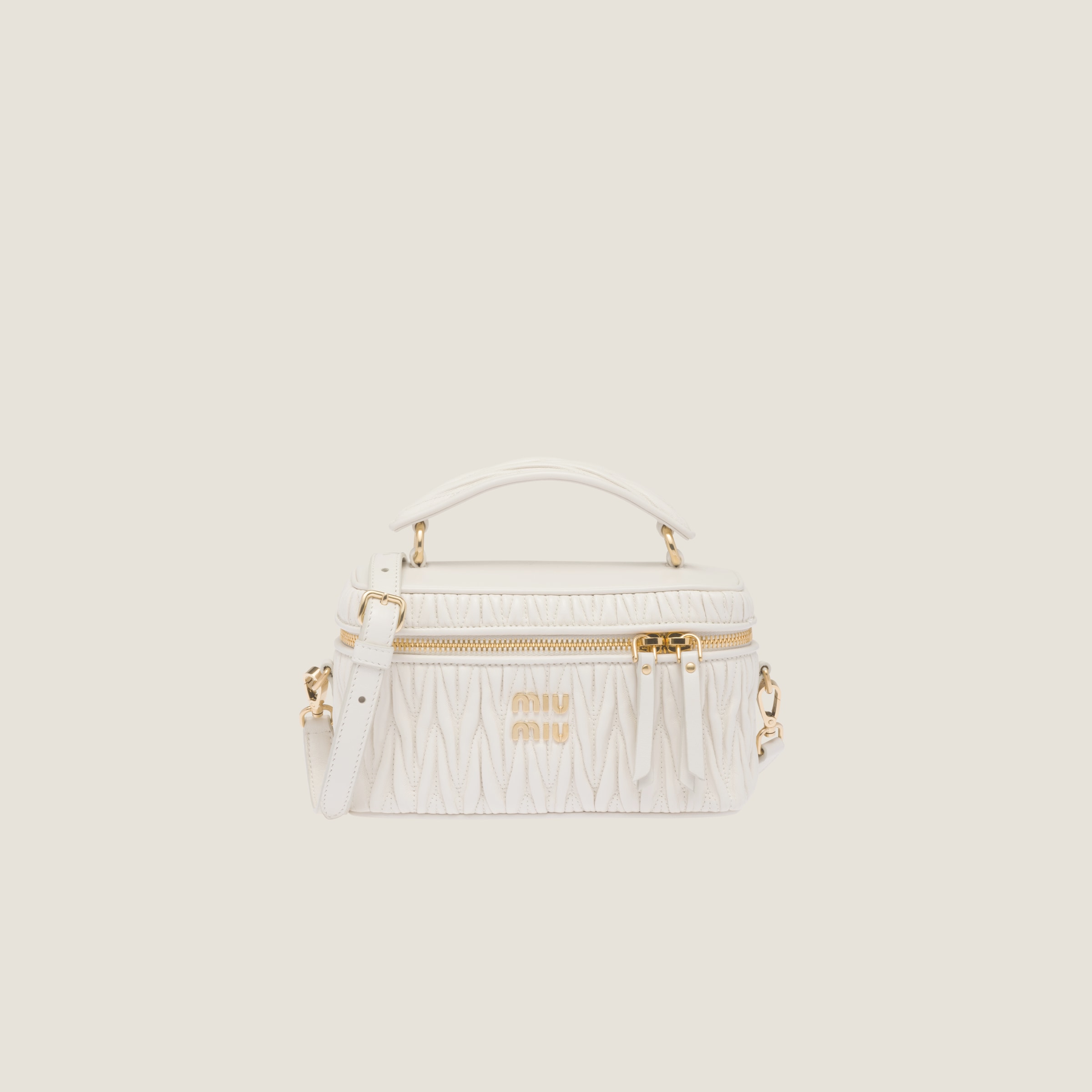 Miu Miu Matelassé Nappa Leather Shoulder Bag In White