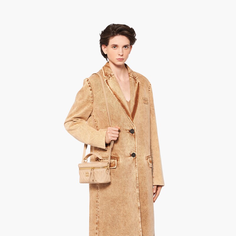 Sand Beige Matelassé Nappa Leather Shoulder Bag Miu Miu