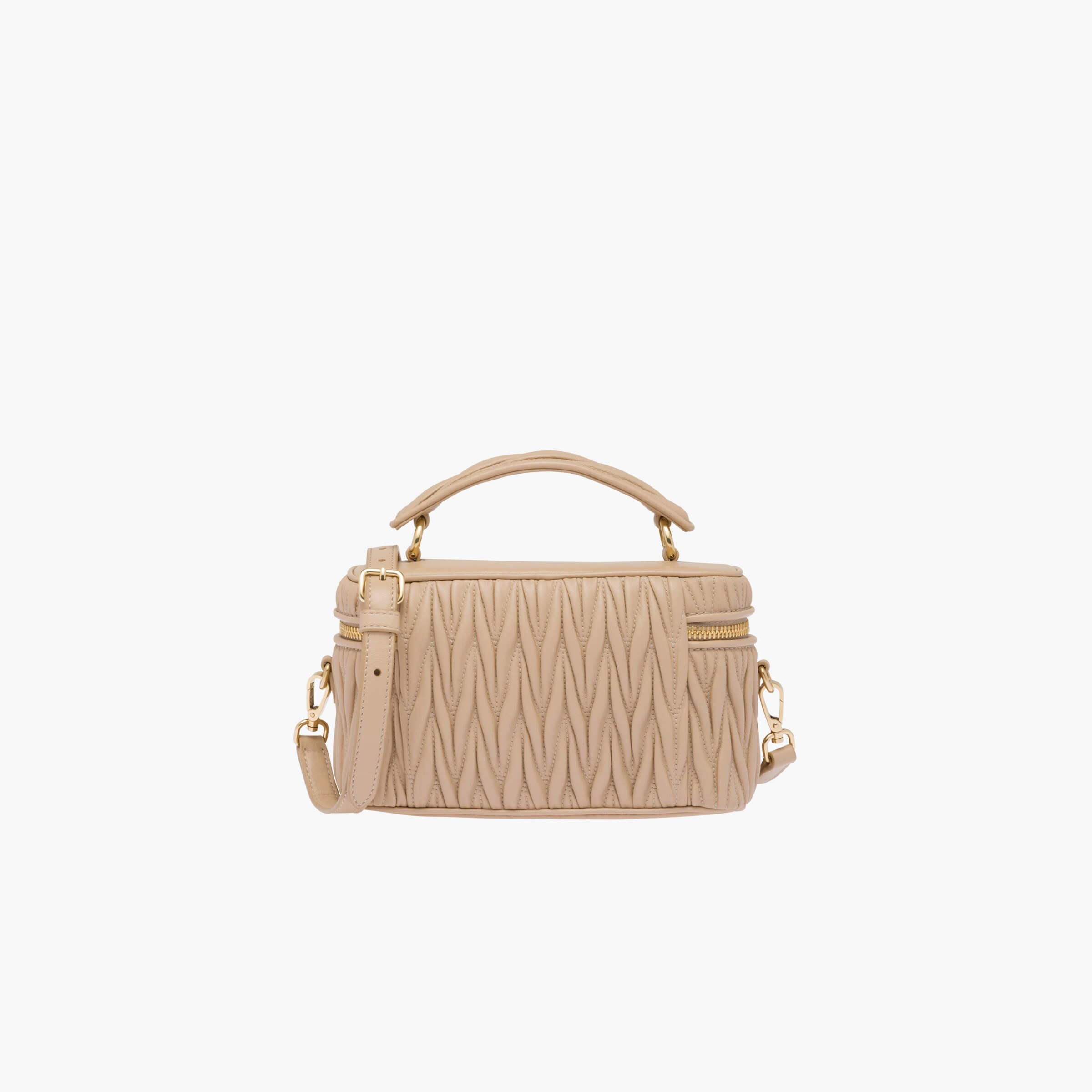 Sand Beige Matelassé Nappa Leather Shoulder Bag Miu Miu