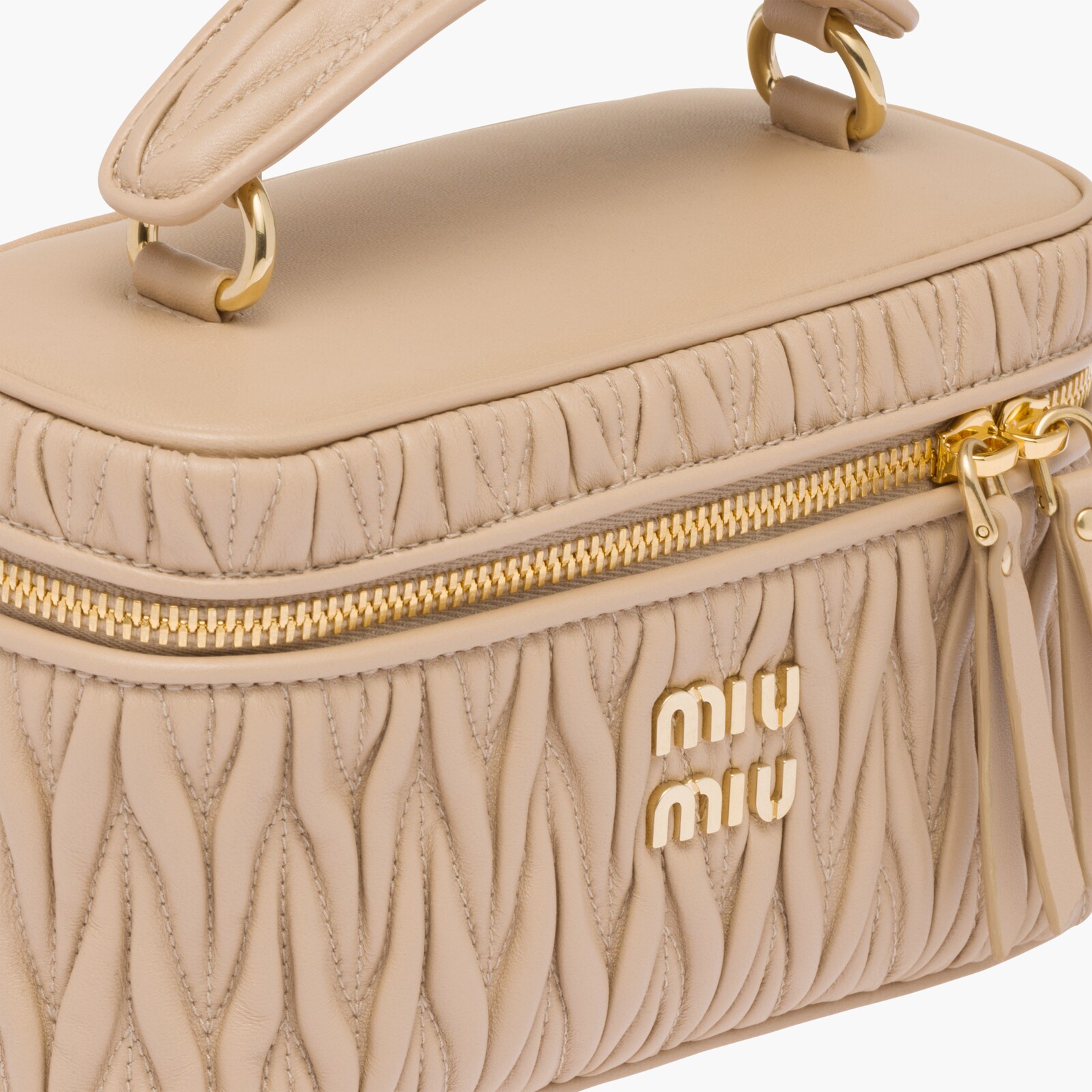 Sand Beige Matelassé Nappa Leather Shoulder Bag Miu Miu