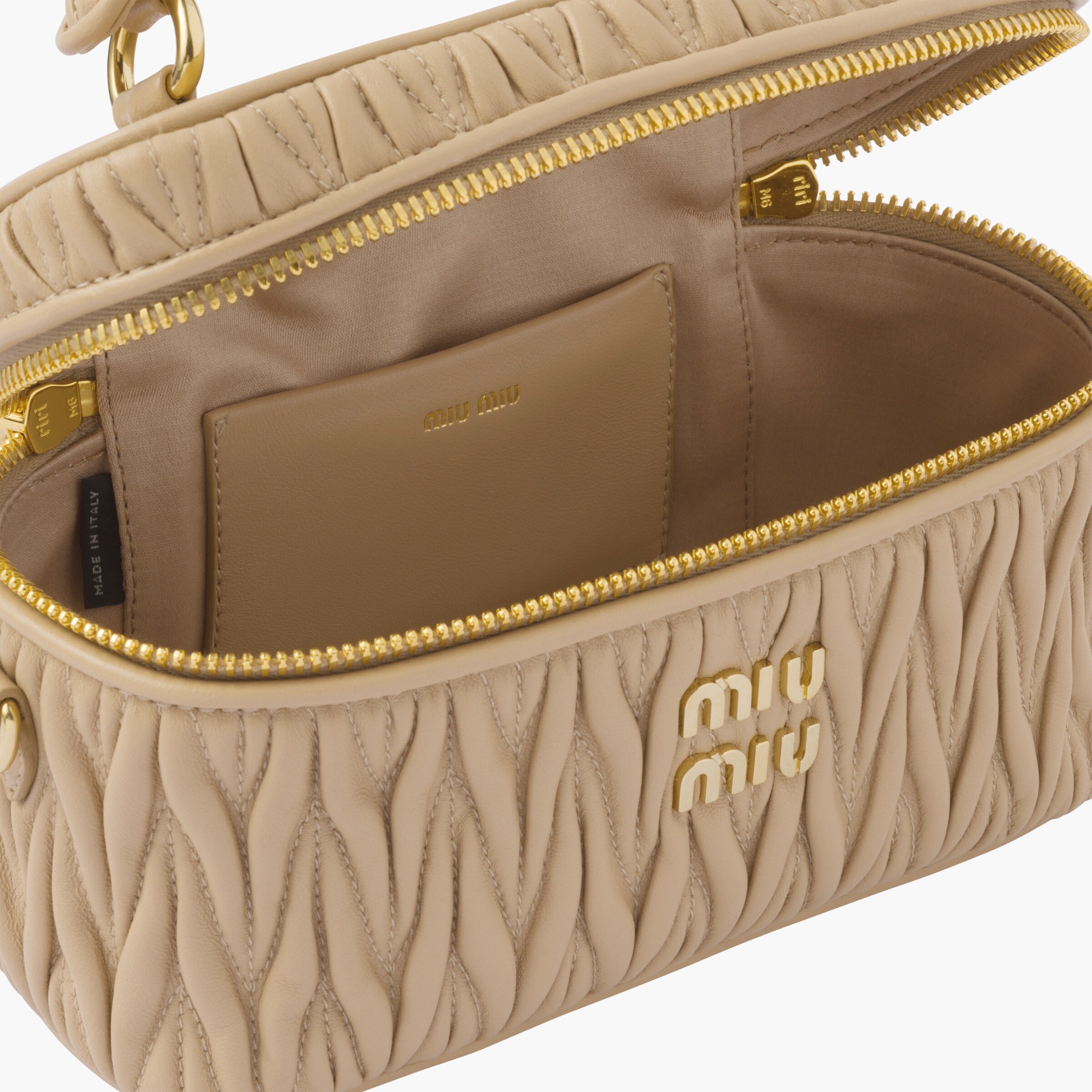 Sand Beige Matelassé Nappa Leather Shoulder Bag Miu Miu
