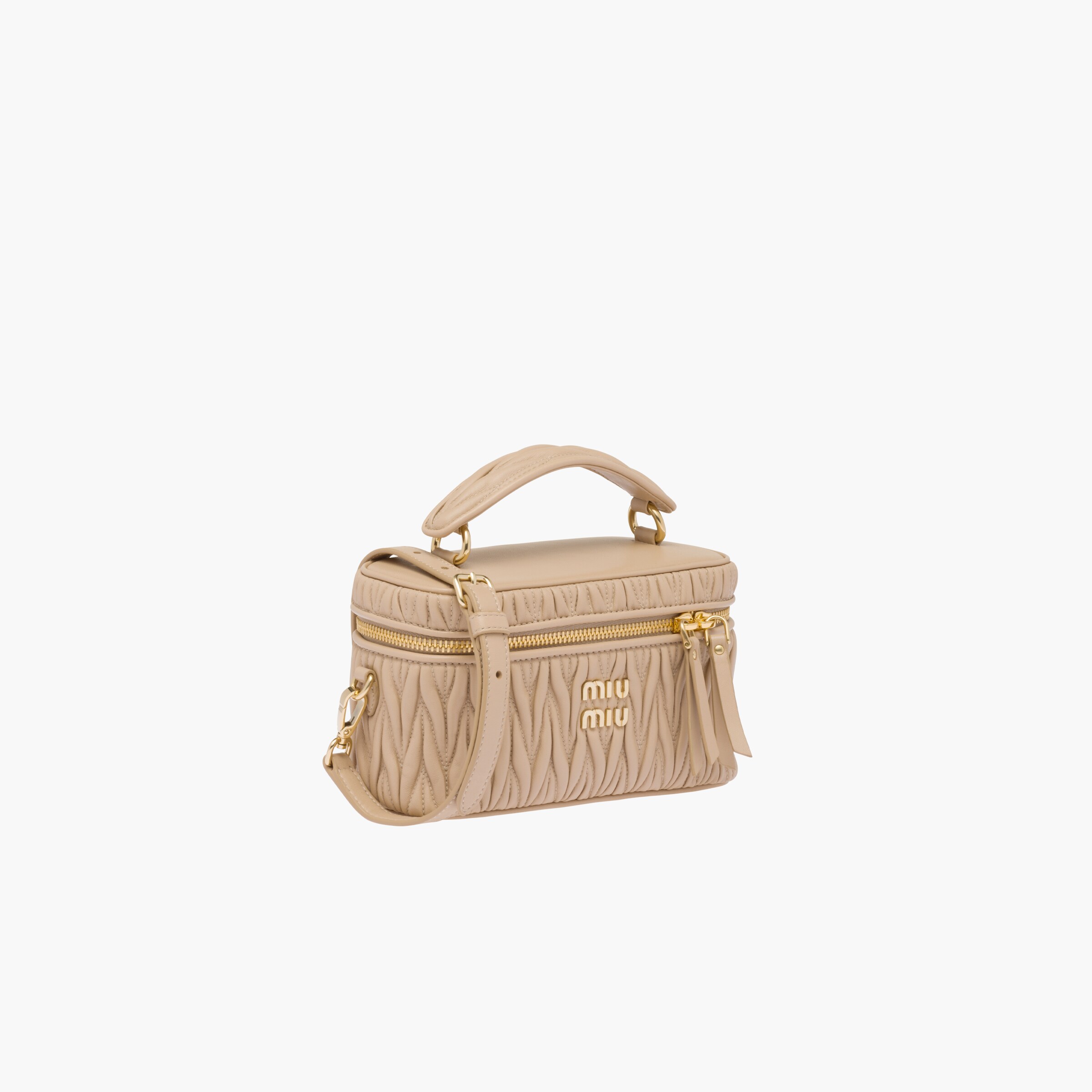 Sand Beige Matelassé Nappa Leather Shoulder Bag Miu Miu