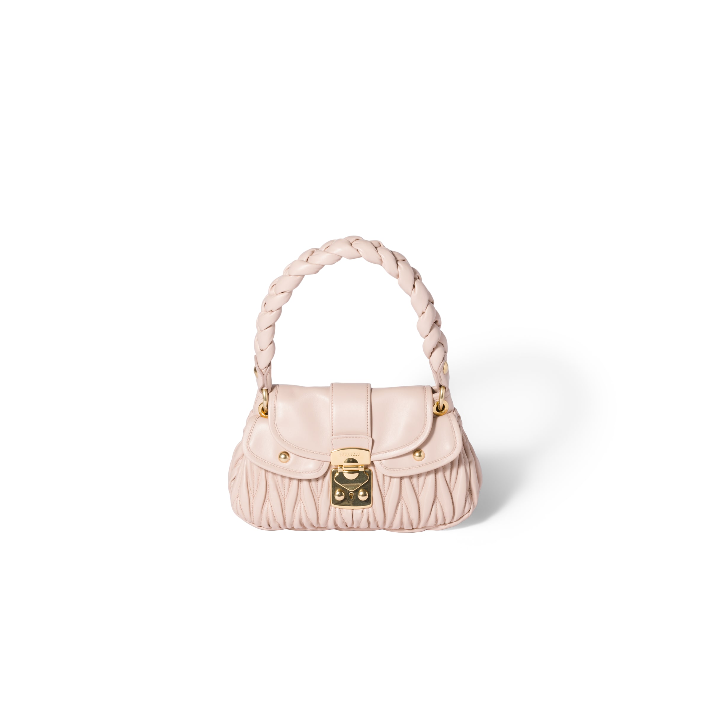 Miu Miu Coffer Matelassé Leather Bag, Woman, Powder Pink