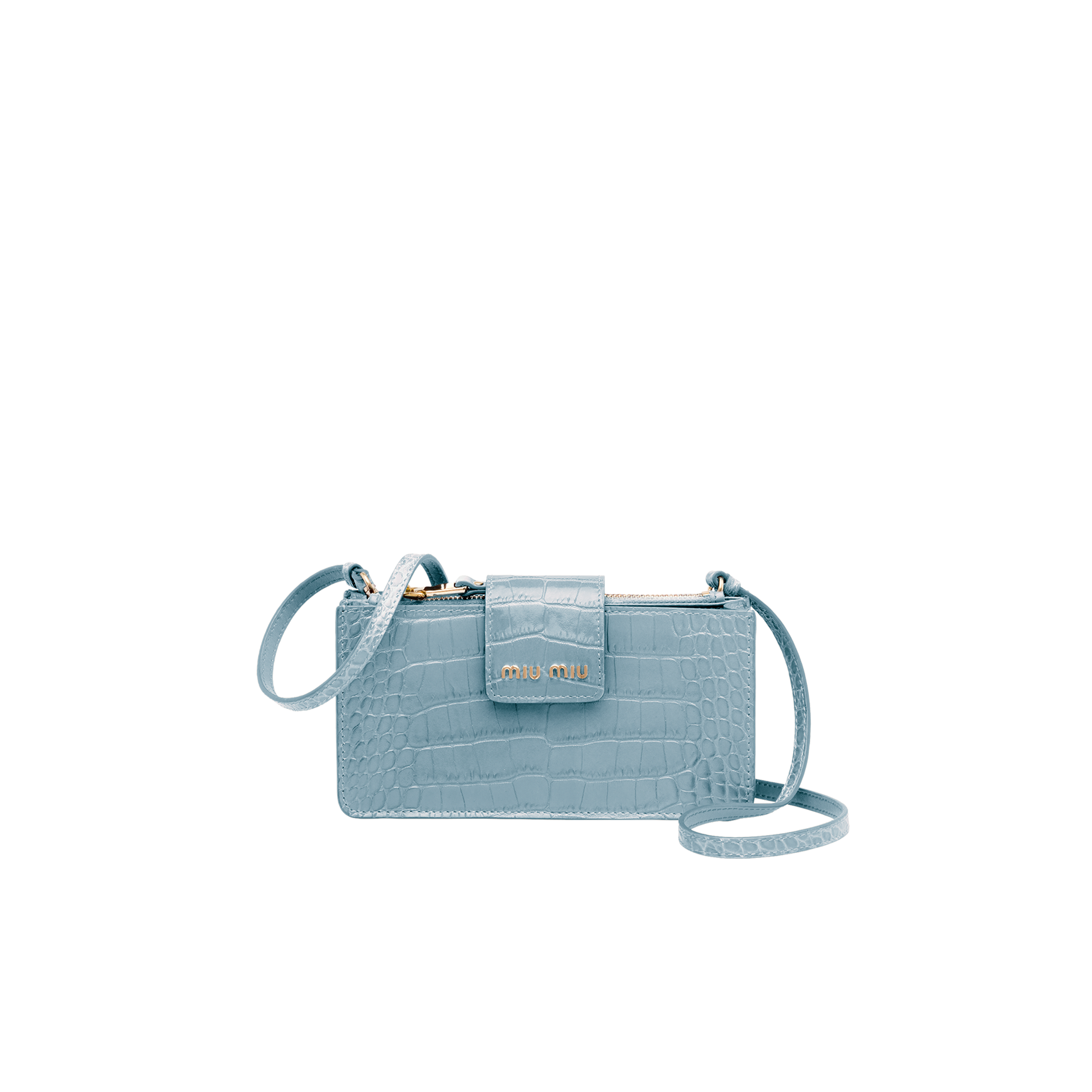 Crocoprint leather minibag Light blue Miu Miu