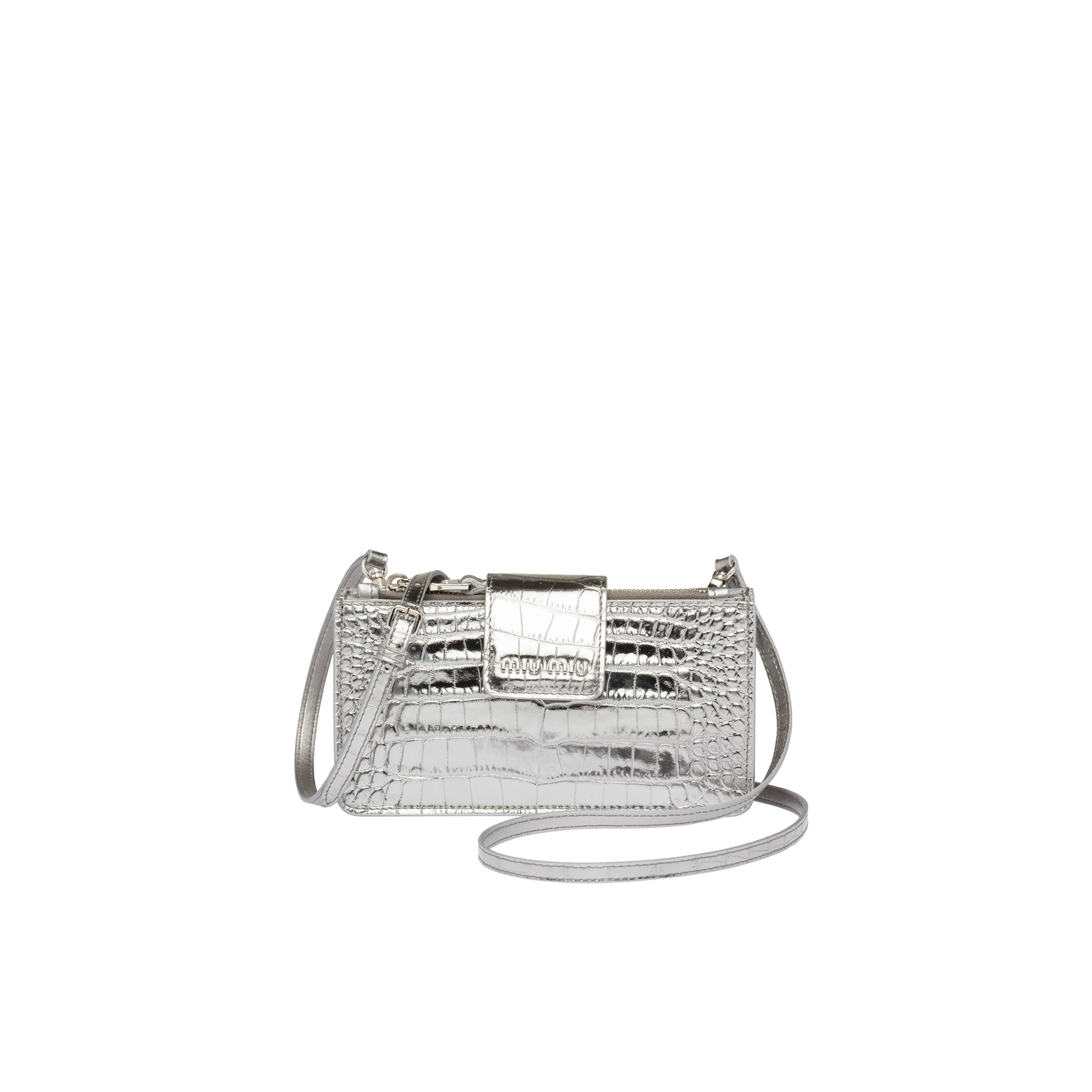 Crocoprint leather minibag Chrome Miu Miu
