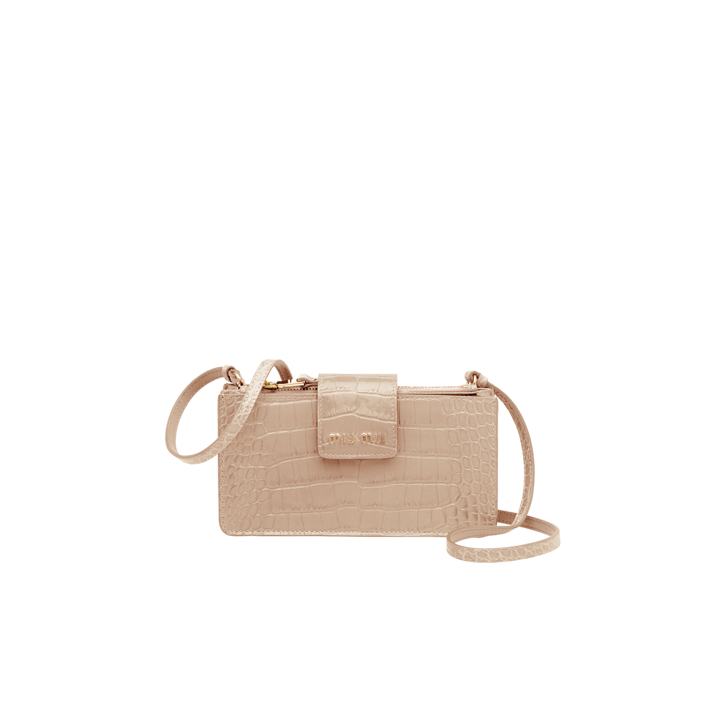 Crocoprint leather minibag Powder pink Miu Miu