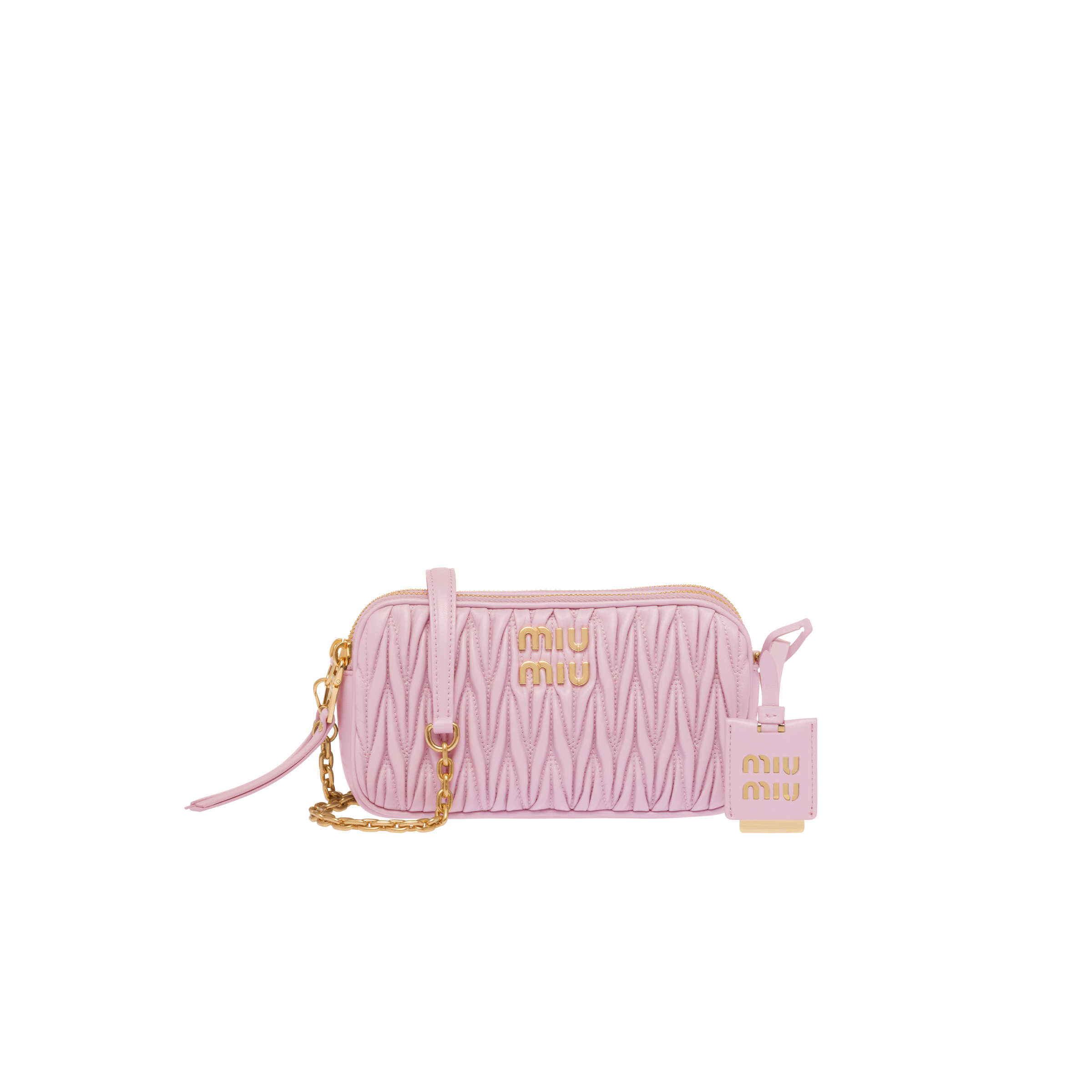 MIUMIU 26S POUCH BAG 18 IN YELLOW CALFSKIN GOLD HARDWARE