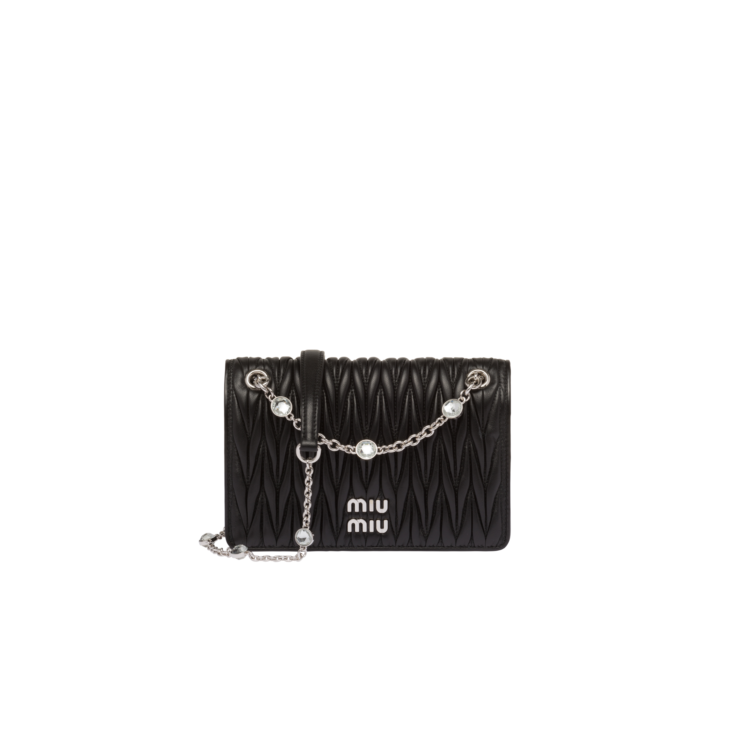 Matelassé leather mini bag miu top miu