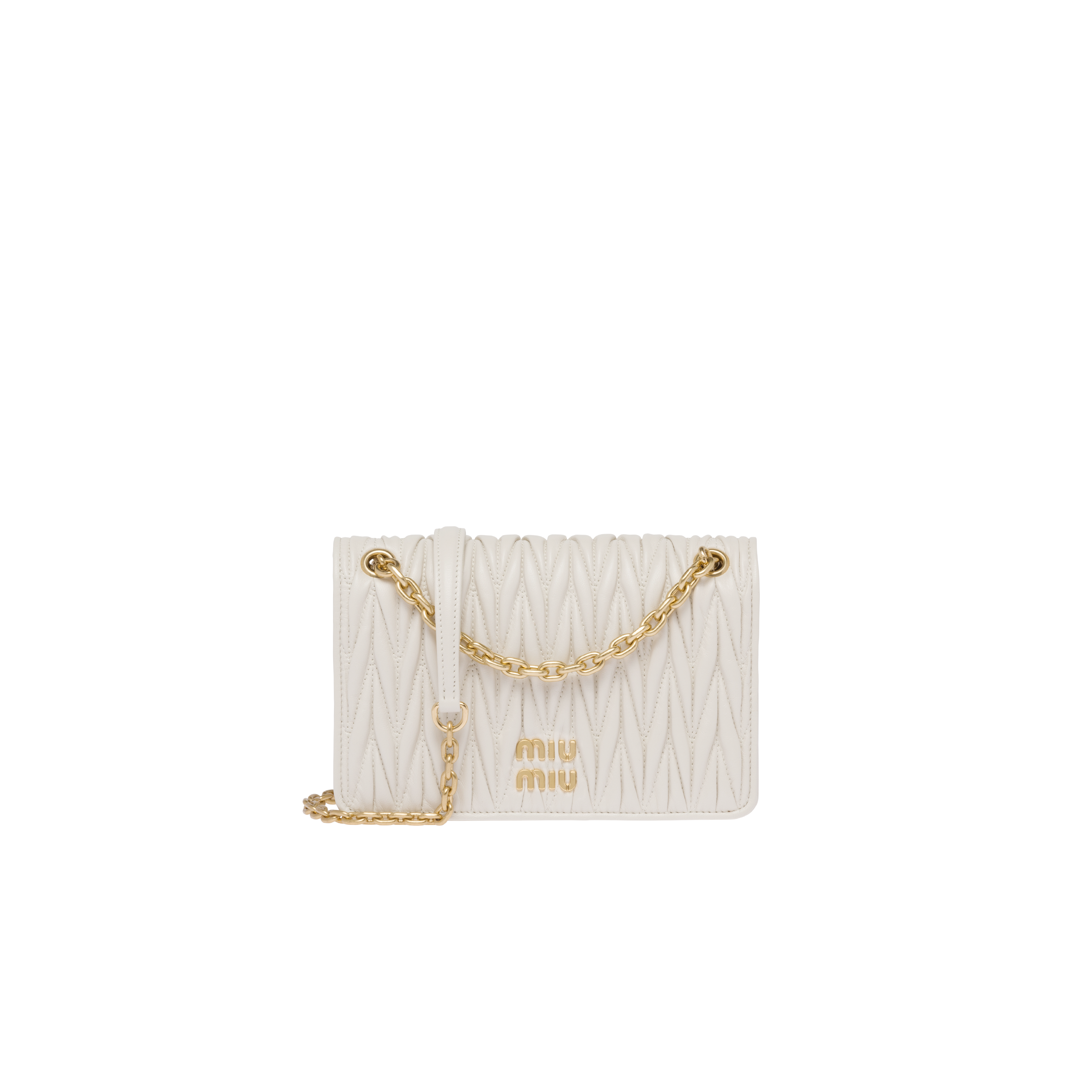 Matelassé nappa leather minibag White Miu Miu
