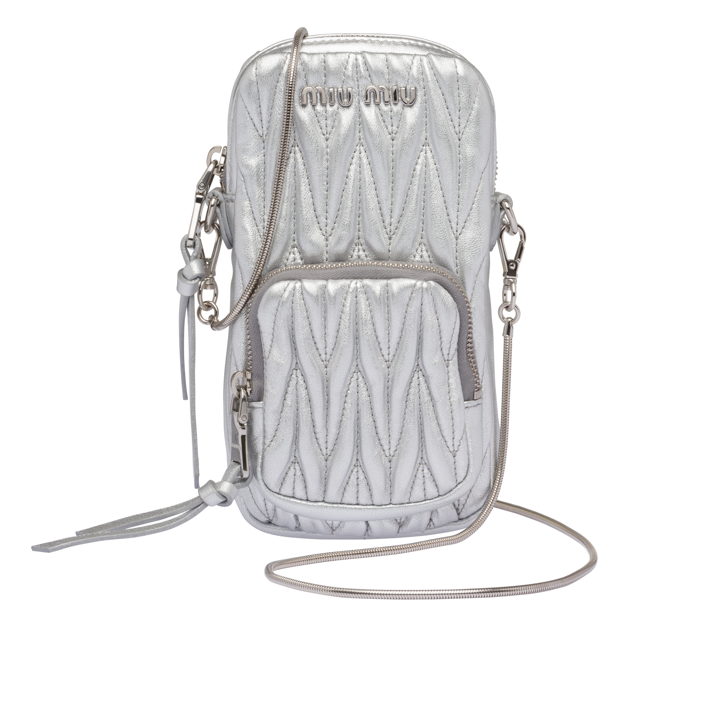 Miu Miu Matelasse Nappa Leather Mini bag In Silver ModeSens
