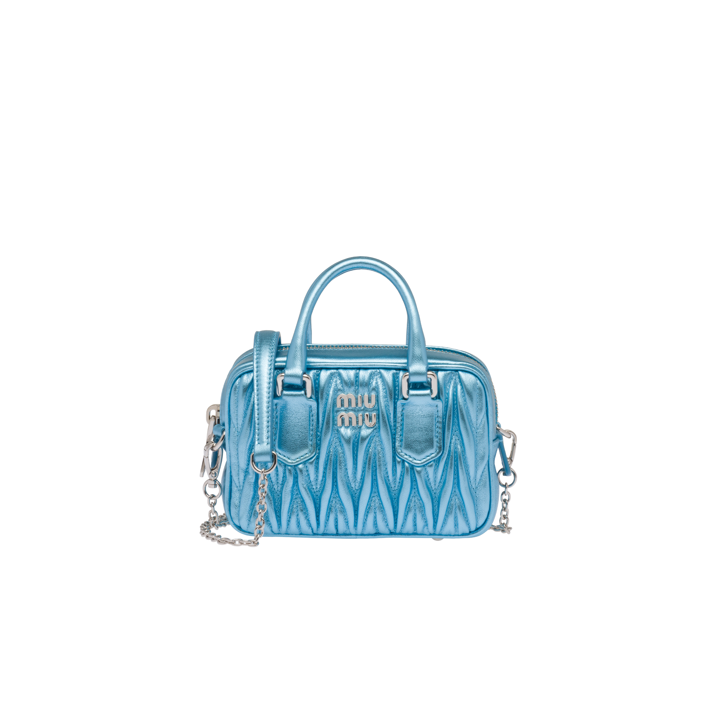 Miu Miu Matelassé Nappa Leather Tophandle Minibag In Blue ModeSens