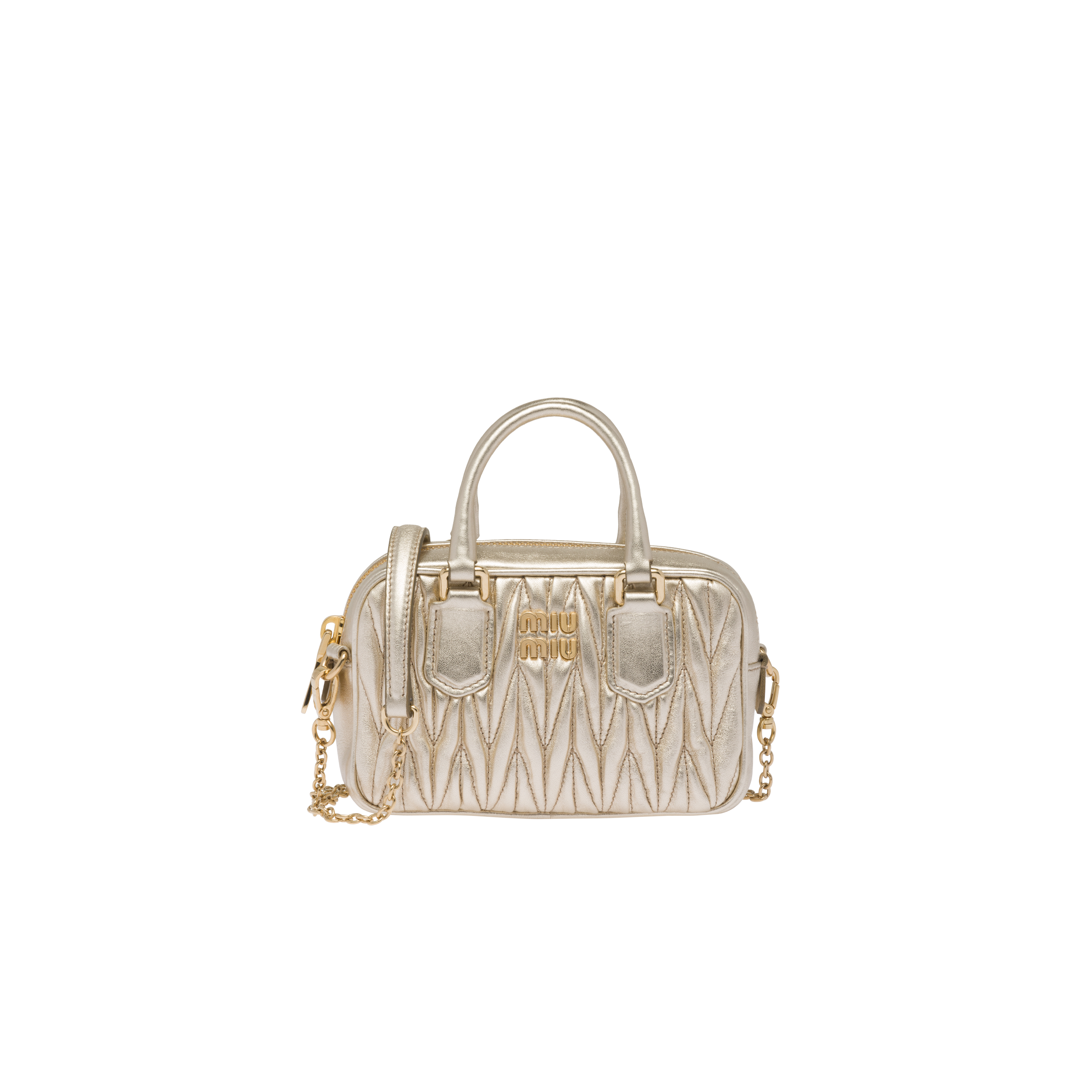 Miu Miu Arcadie Matelassé Nappa Leather Mini-bag In Pyrite