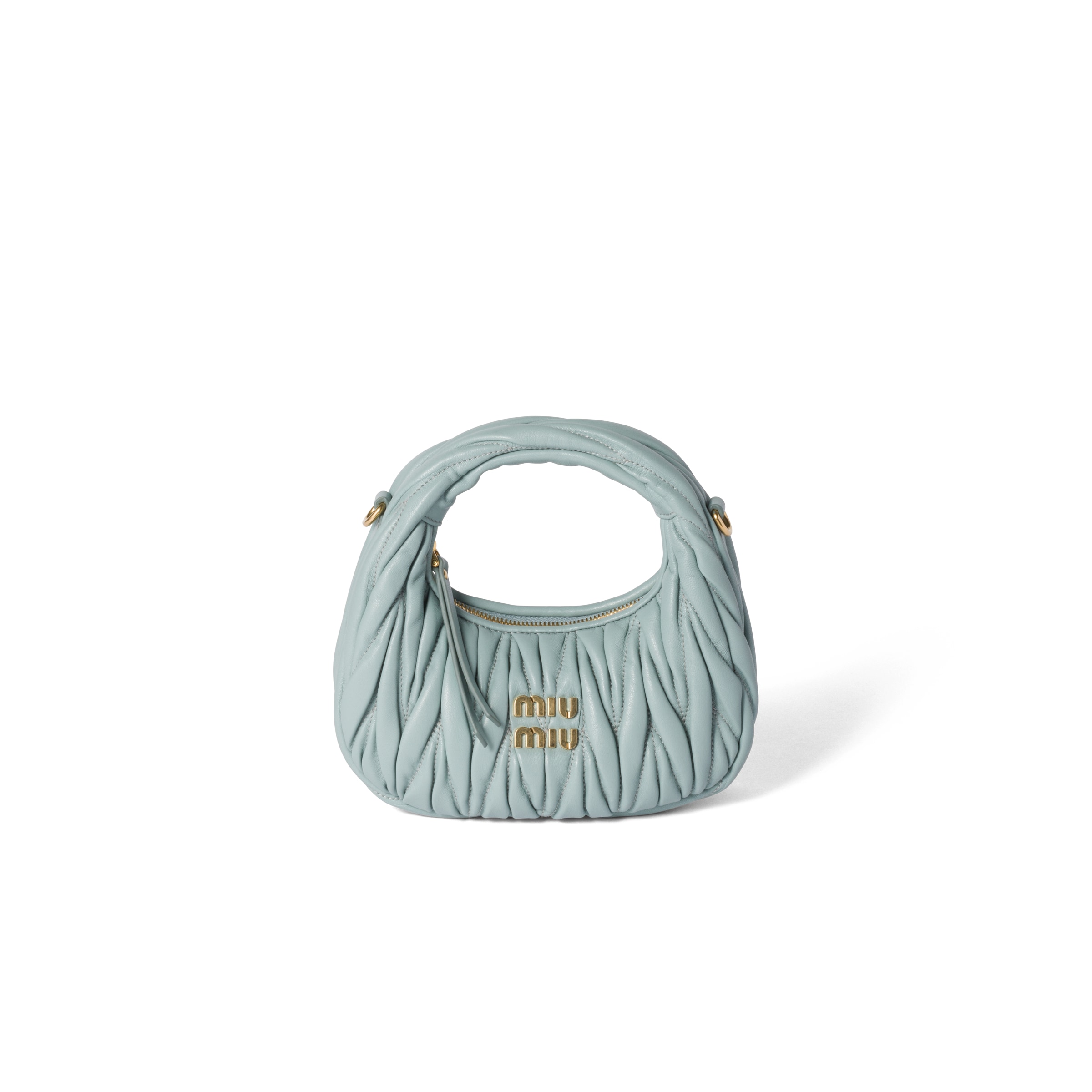 Wander Matelassé Nappa Leather Hobo Mini-bag, Woman, Powder Blue