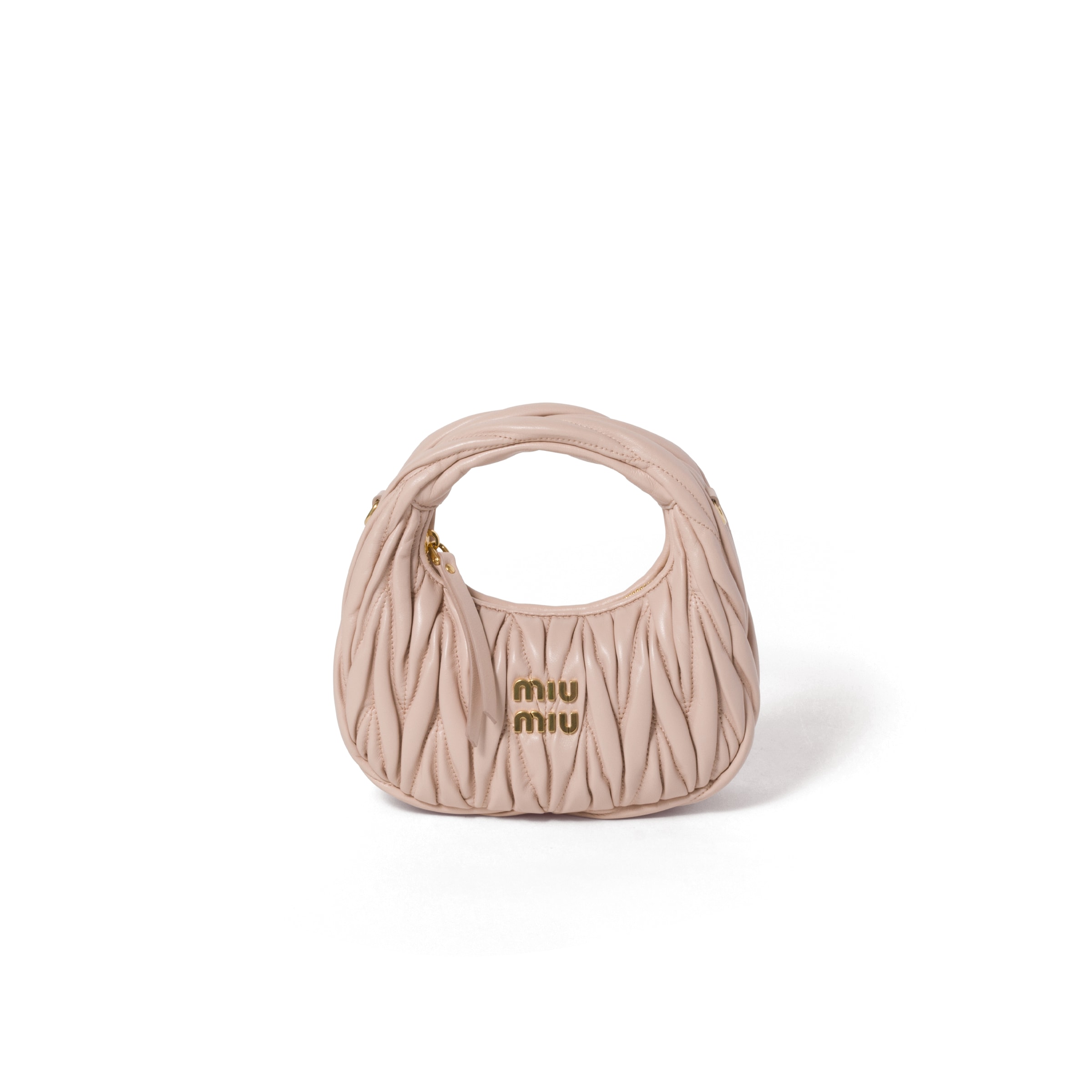 Wander Matelassé Nappa Leather Hobo Mini-bag, Woman, Powder Pink