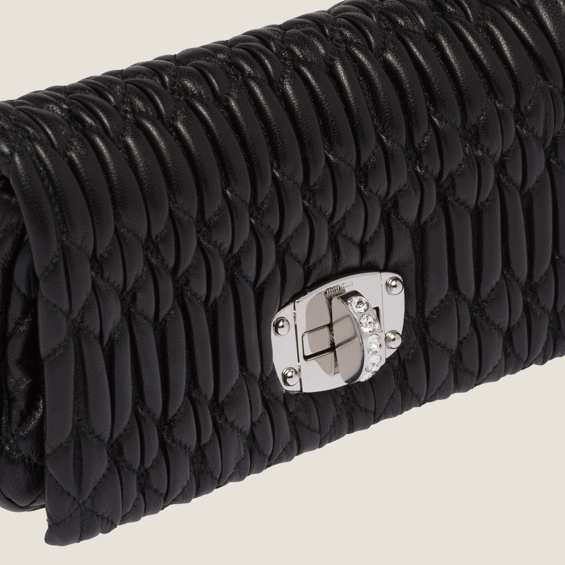 MIUMIU 26S CRYSTAL TOTE 24 BAG IN DARK BEIGE CALFSKIN