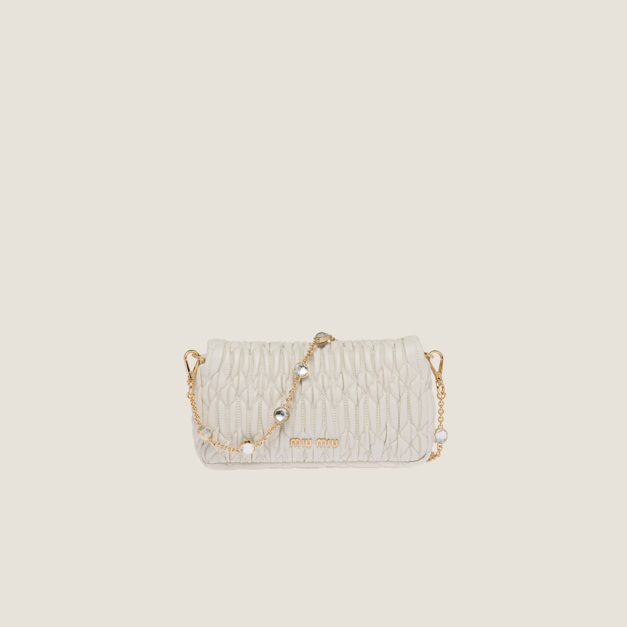 MIUMIU 26S CRYSTAL TOTE 24 BAG IN BLACK CALFSKIN