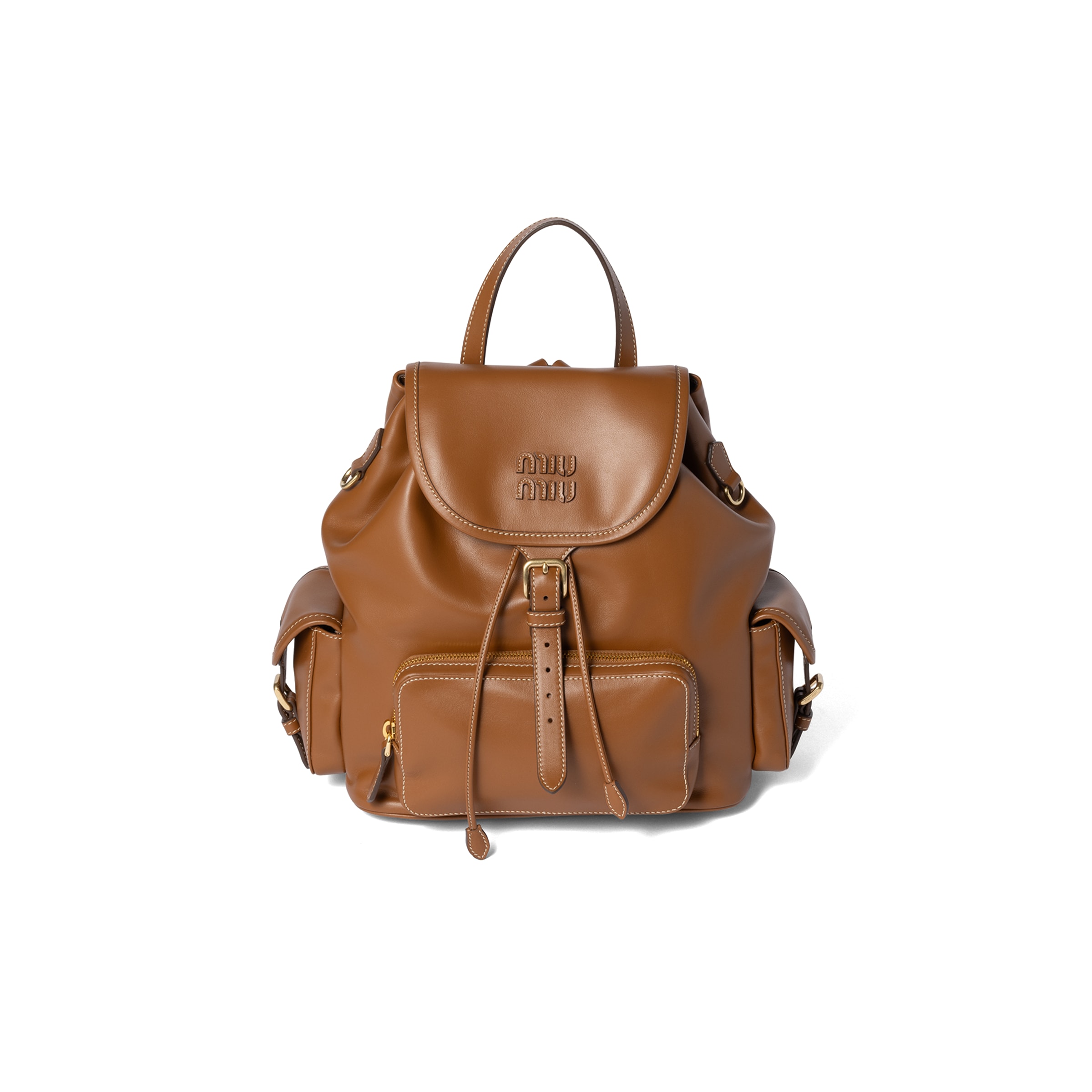 Miu Miu Sac À Dos En Cuir, Femme, Cognac
