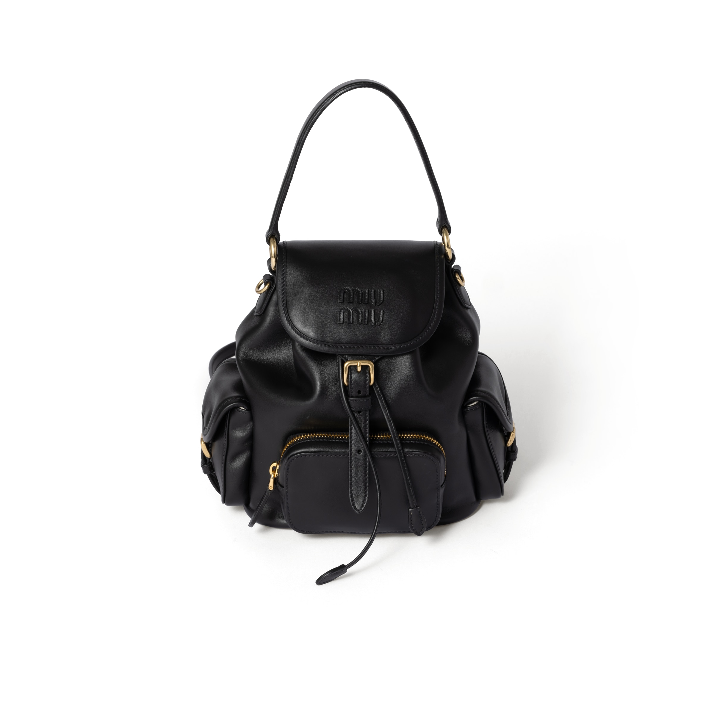 Miu Miu Leather Backpack, Woman, Black